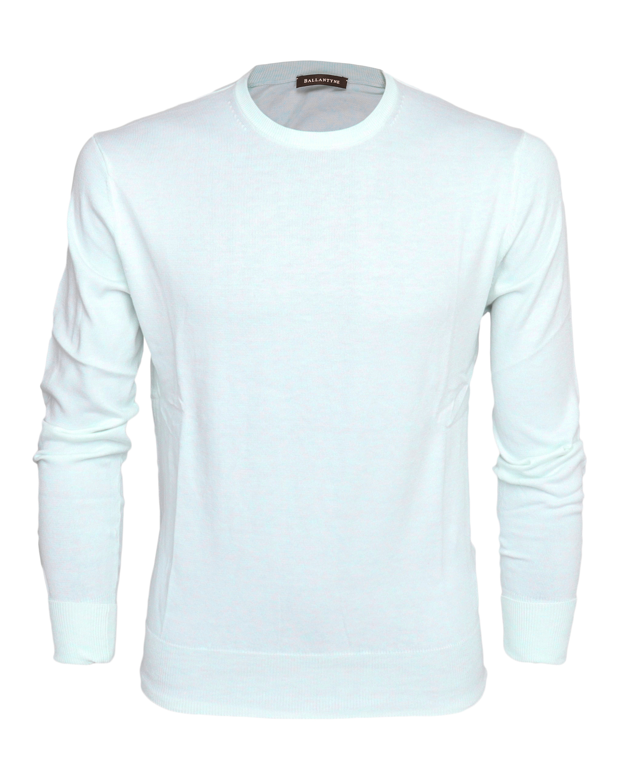 NWT BALLANTYNE SWEATER cotton melange water green crew-neck luxury 54 XL