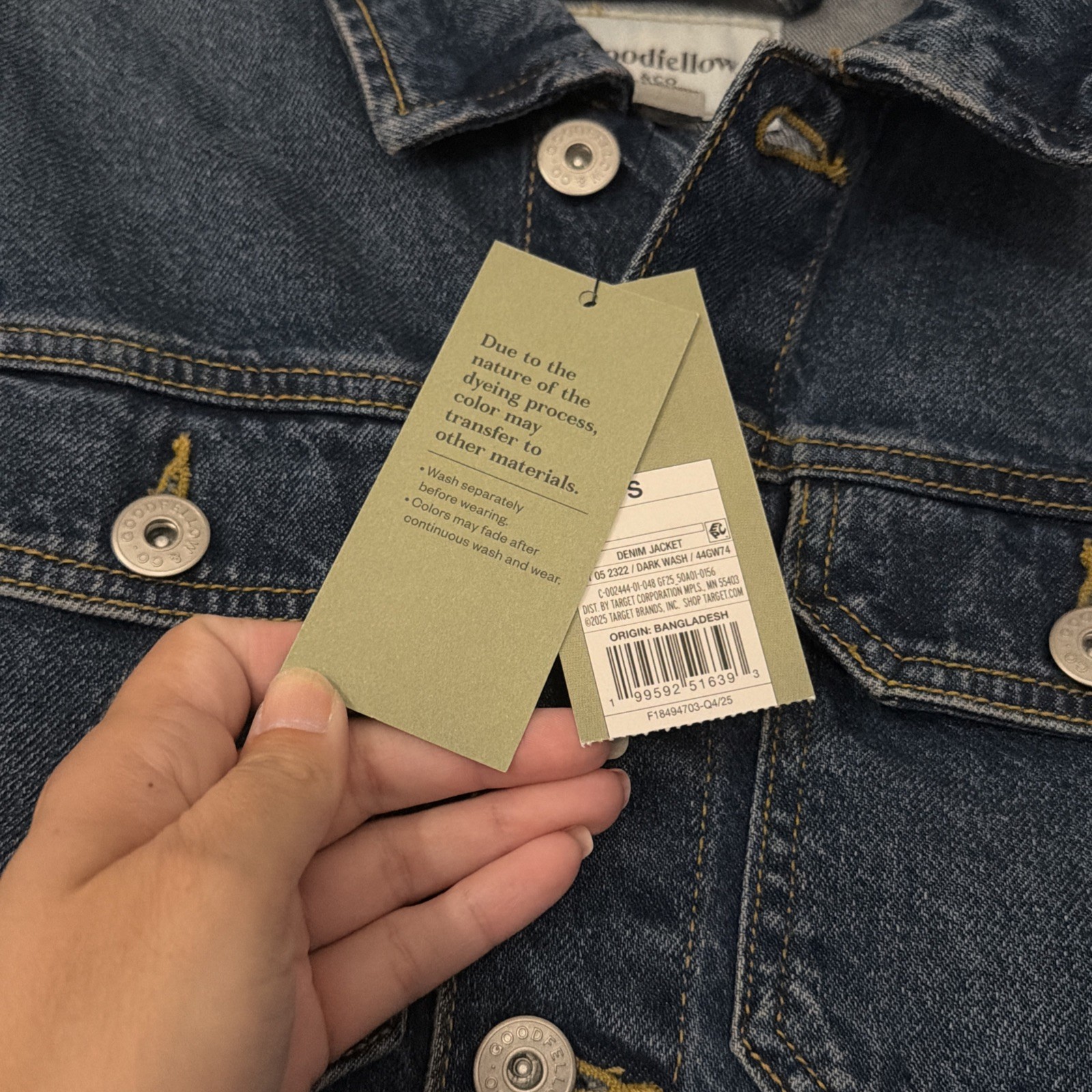 Men’s Dark wash Denim Trucker Jacket – Goodfellow & Co Size Small