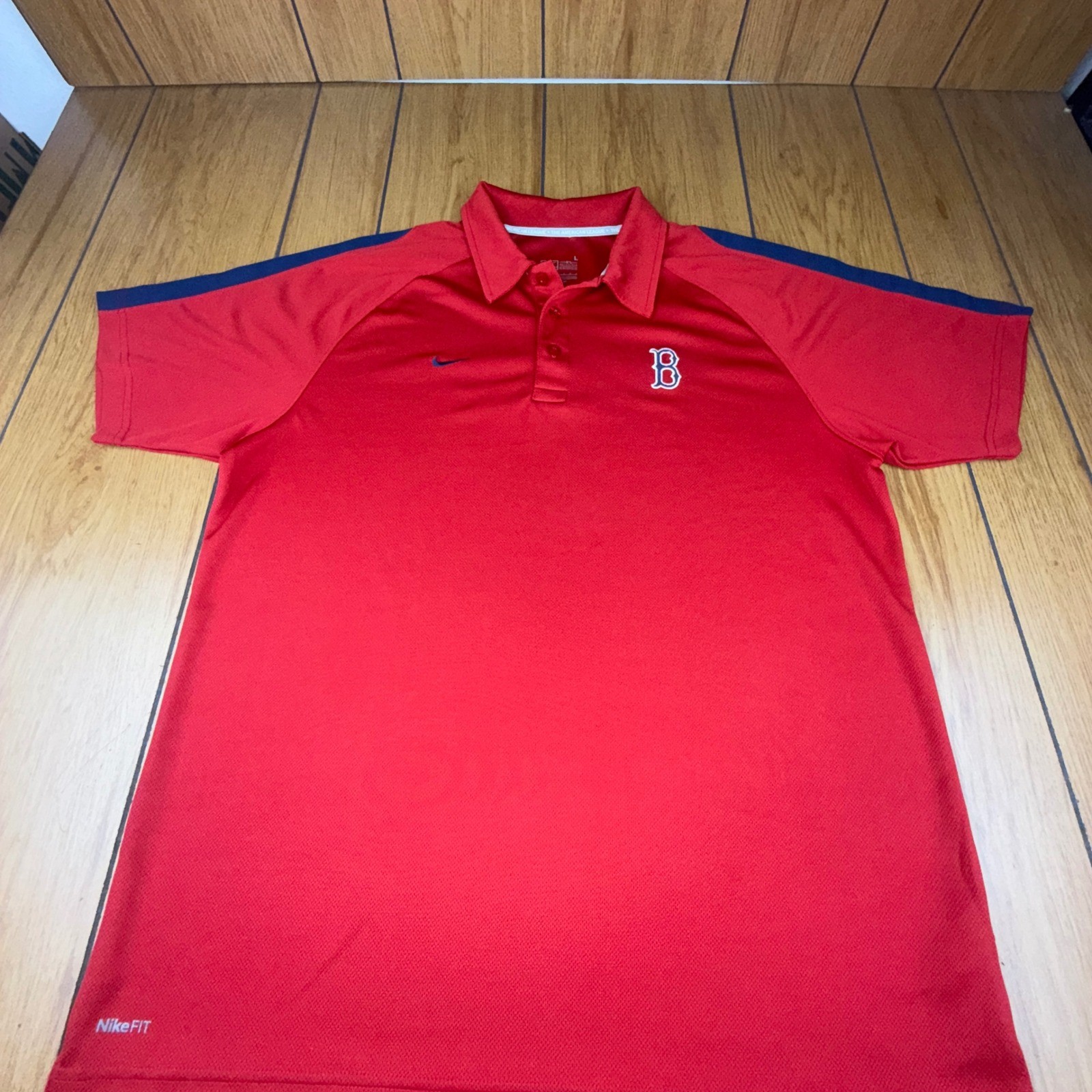 Nike Boston Red Sox MLB Polo Shirt Mens Large Red Dri-FIT Baseball