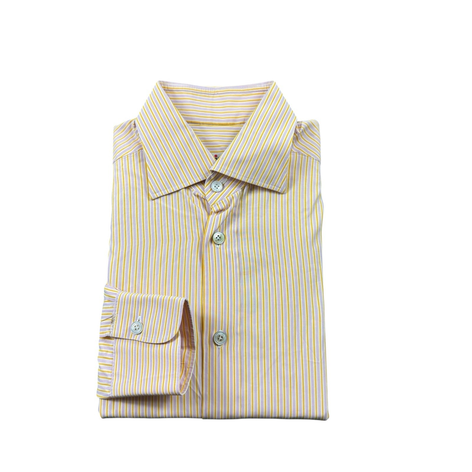 Kiton Orange Purple Striped Cotton Men’s L/S Button Front Size 38 GUC