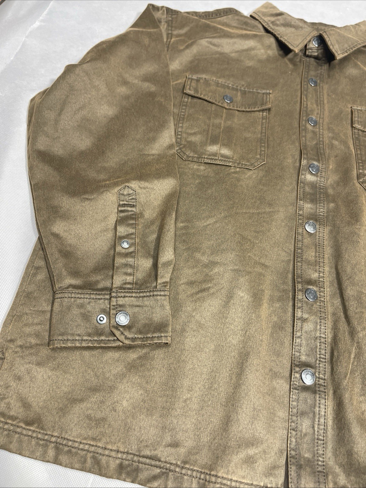 Men’s XL Brown Ridgecut Toughwear Brown & Plaid Lining Snap Button Up Jacket