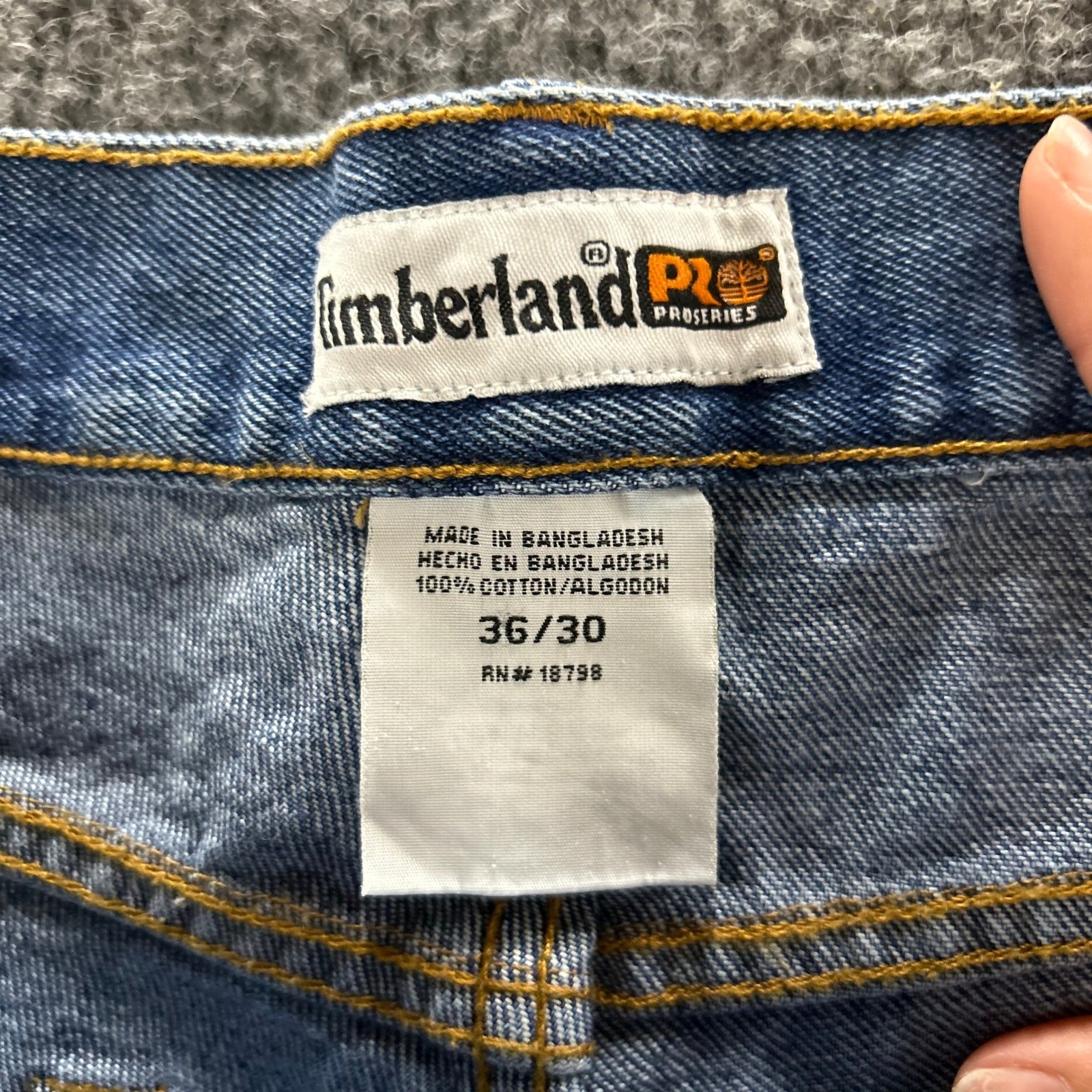 Timberland PRO Jeans Mens Size 36 Blue Straight Leg Rugged Denim Workwear Pants