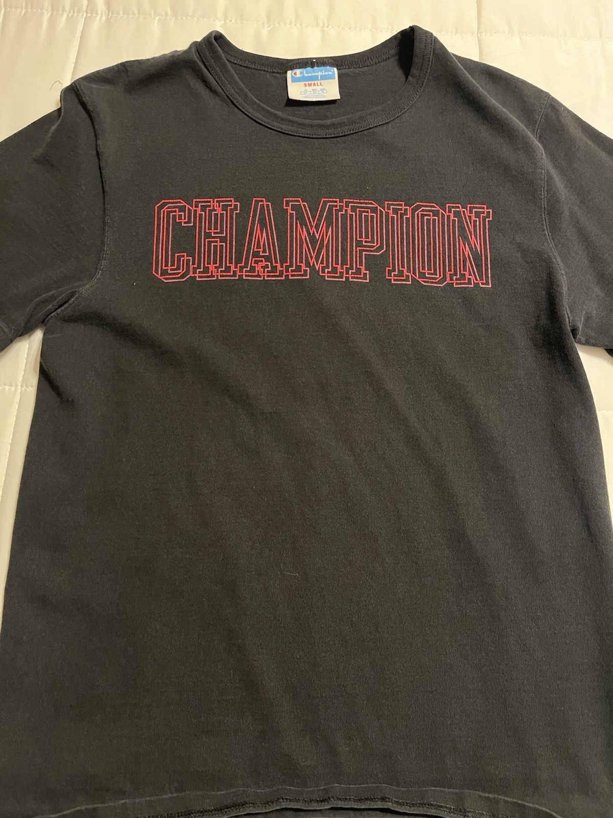 Champion Men’s Black Logo Graphic Print Crew Neck Short Sleeve T-Shirt S