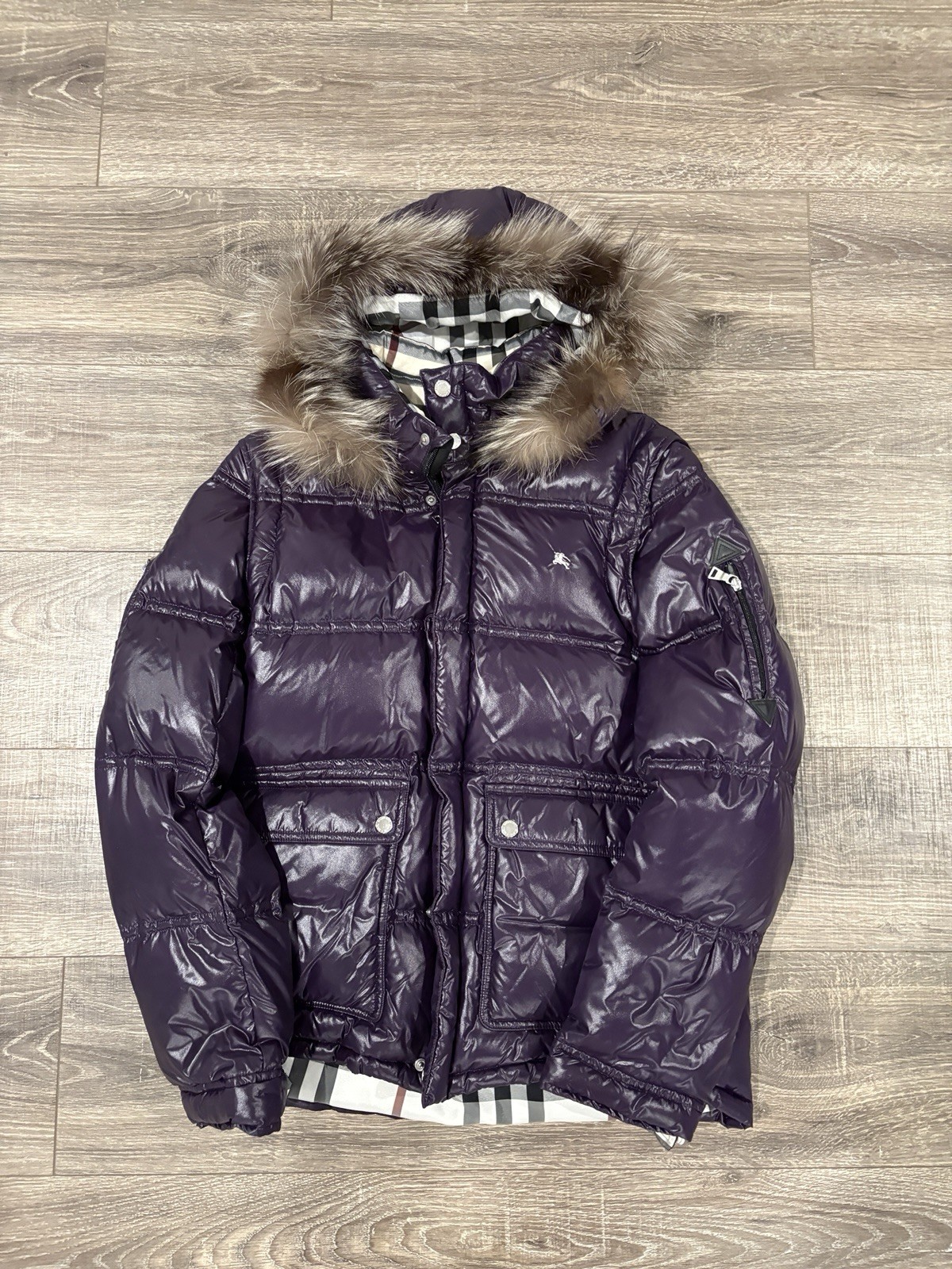 Japanese Black Label Burberry Puffer Size Large | Purple 6 Way | Good Condition