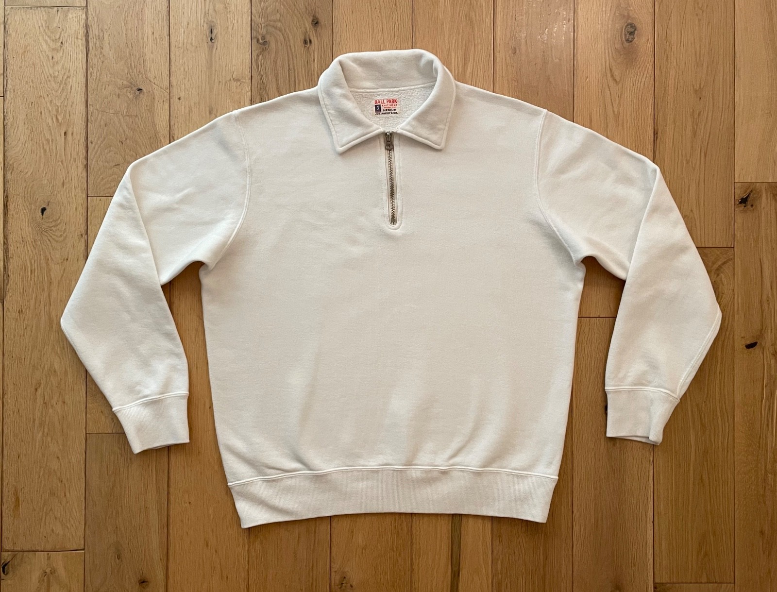 The Real McCoy’s 1/4 Zip Sweatshirt White Medium Made in Japan