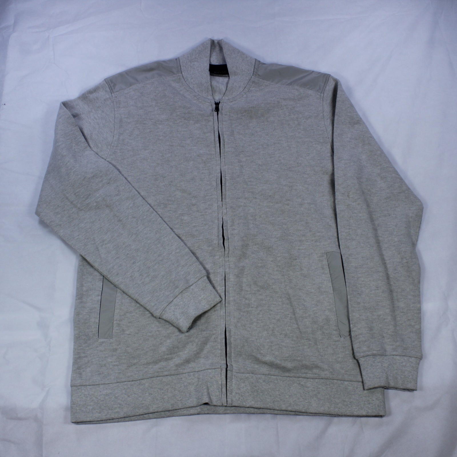 Tasso Elba Men’s Grey Knit Bomber Jacket – Smart Casual Style – Size M