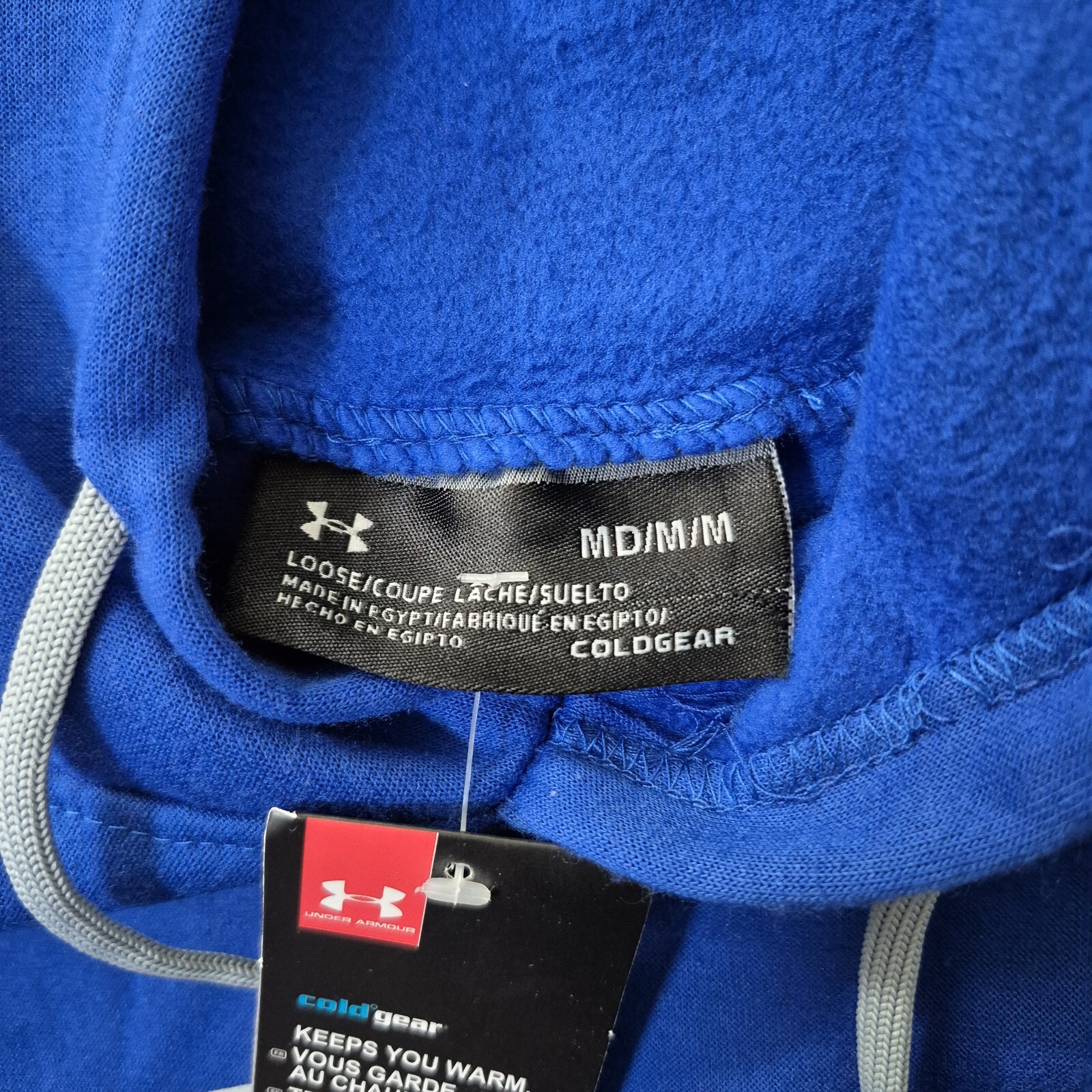Under Armour Coldgear Hoodie Mens Medium Blue Sweatshirt Lined Outdoor School