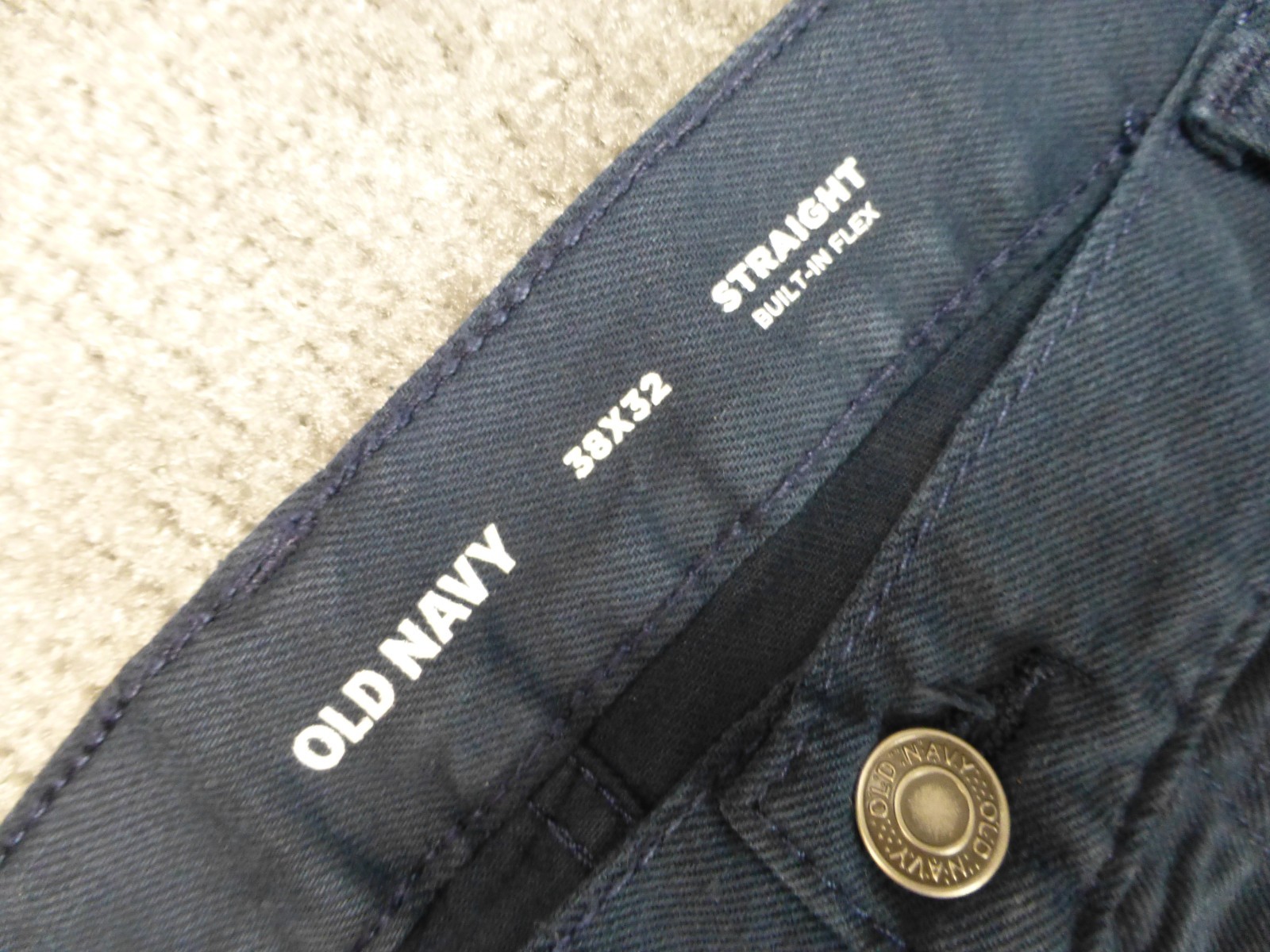Old Navy Pants Strait Built In Flex Navy Dark Blue Stretch 5 Pocket 38×32 NWT