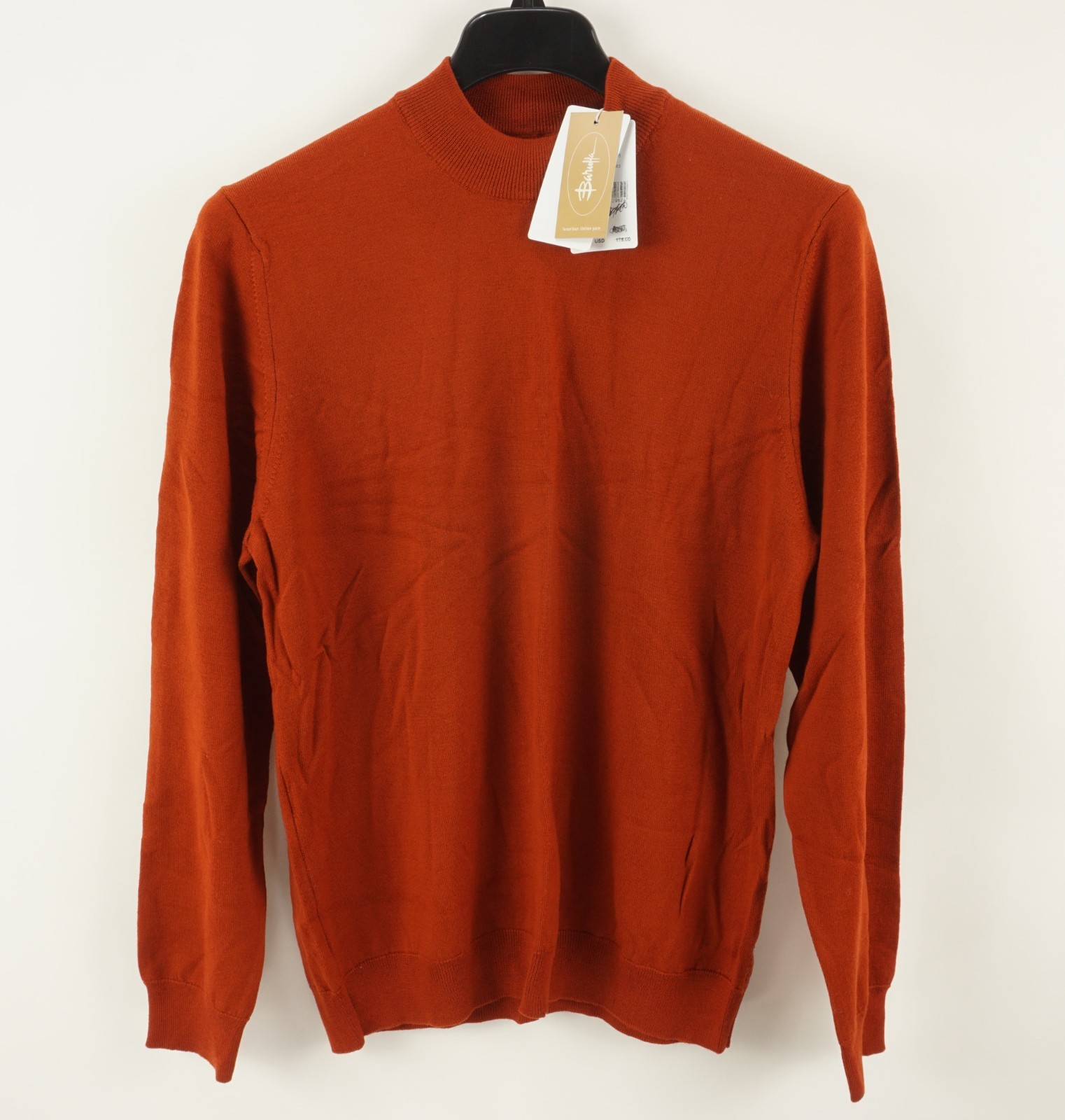 New $175 NN07 Martin 6328 Mock Neck 100% Wool Sweater Men’s XL Burnt Orange Knit