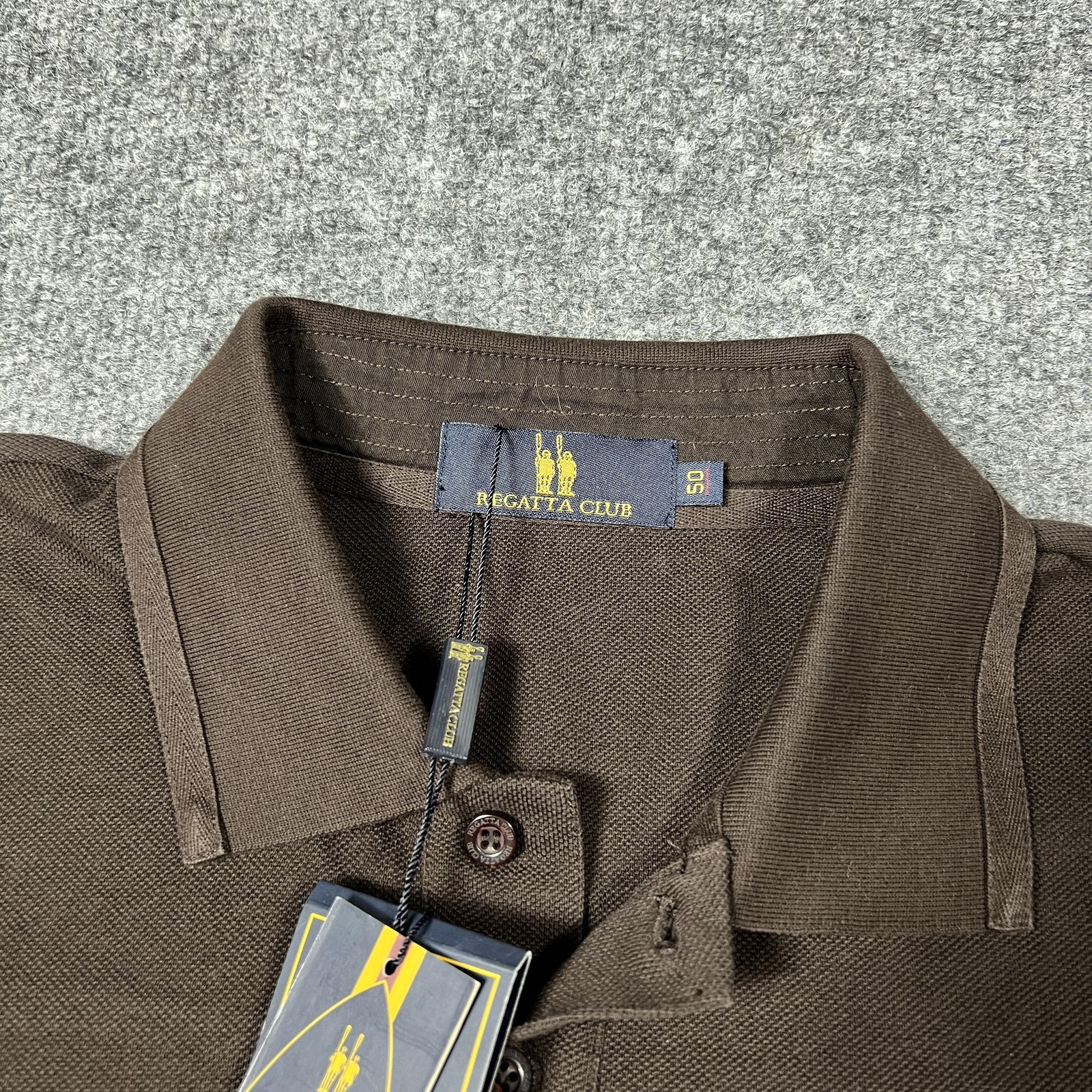 Regatta Club Polo Shirt Mens 50 Brown Long Sleeve 100% Cotton Classic Casual Top