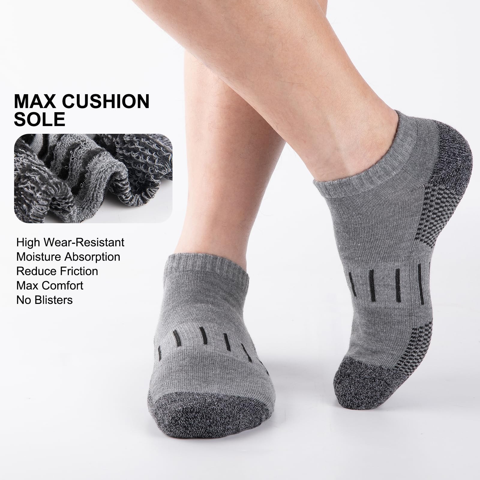 Men’s Athletic Ankle Socks Moisture Wicking Cushion Sports Running Low Cut So…