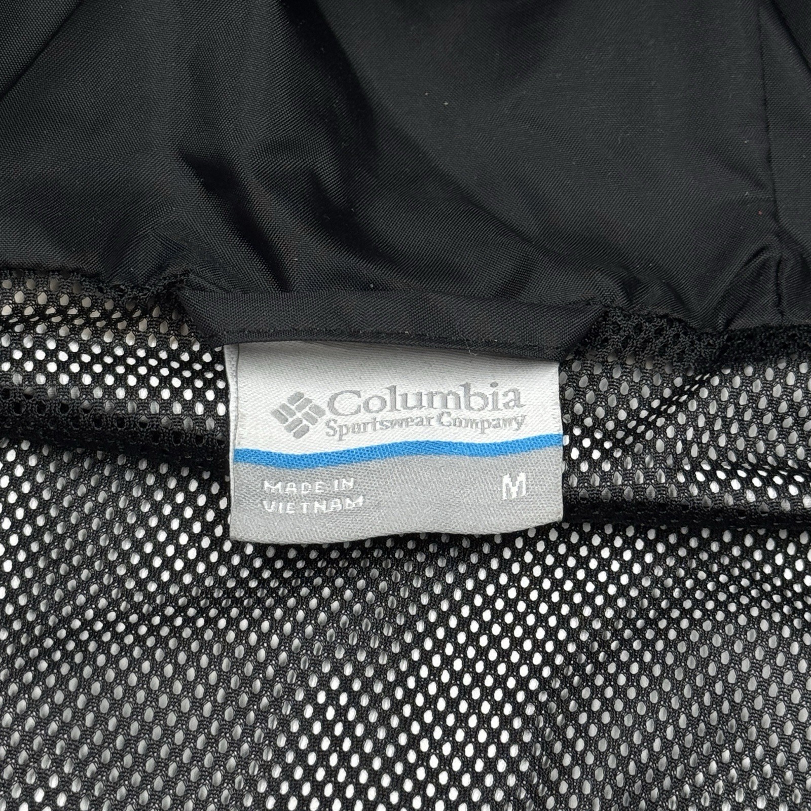 Columbia Jacket Men Medium Black Windbreaker Hike Hood Rain Coat Zip Up