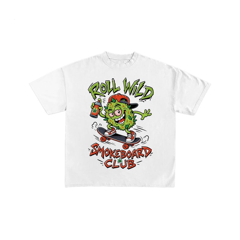 Roll Wild Smokeboard Club Graphic White Tee