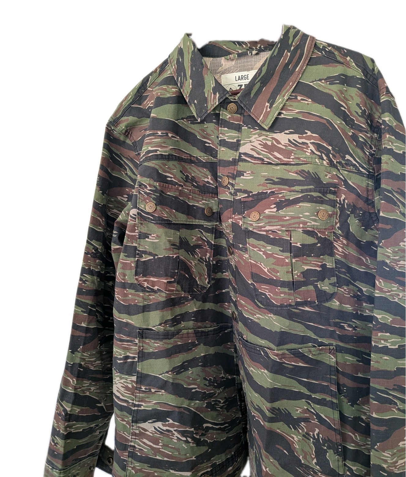 Zero Foxtrot Chore Shirt L Tiger Stripe Camo