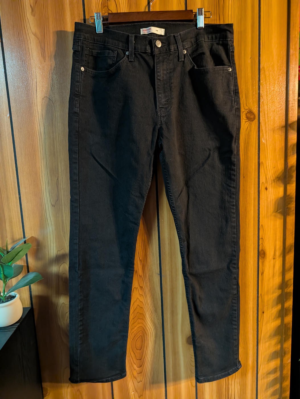 Levi’s Signature by Levi Strauss Mens Slim Fit Black Jeans Size W34 L30 Denim Fi