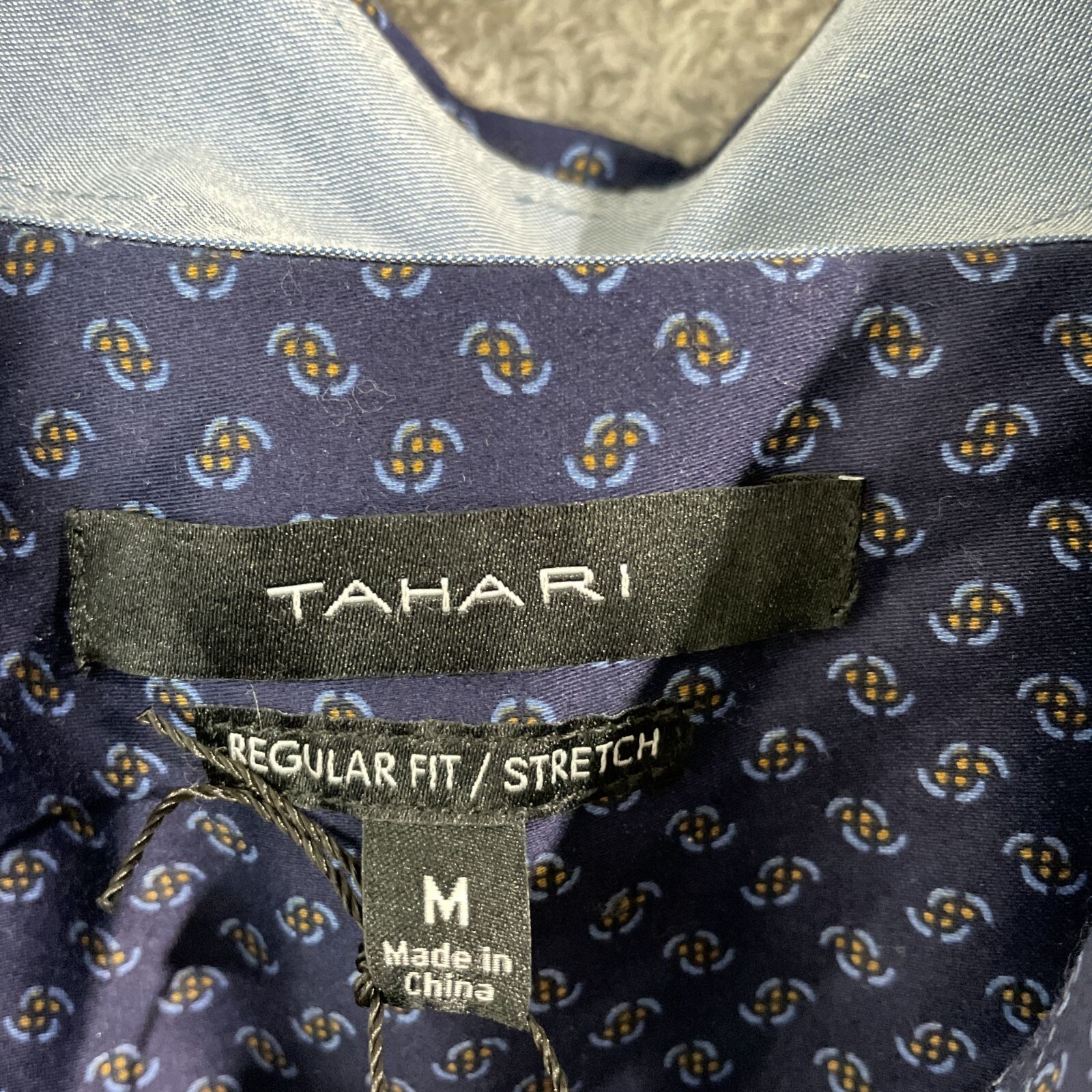 NEW Tahari Mens M Stretch Luxe Woven Shirt Regular Fit Button-Down Navy