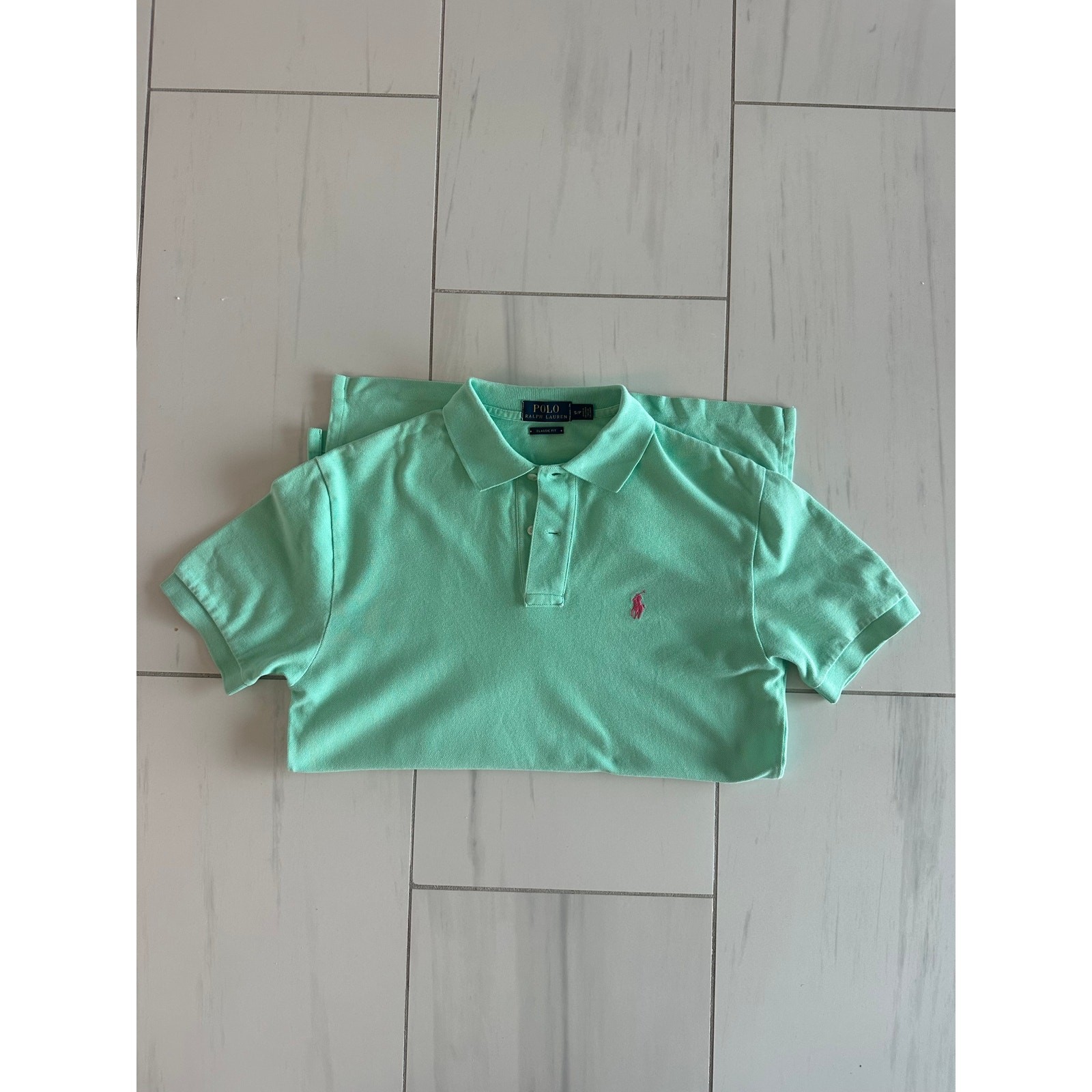 Polo Ralph Lauren Classic Fit Polo Shirt Mens Small Mint Green Pink Pony S