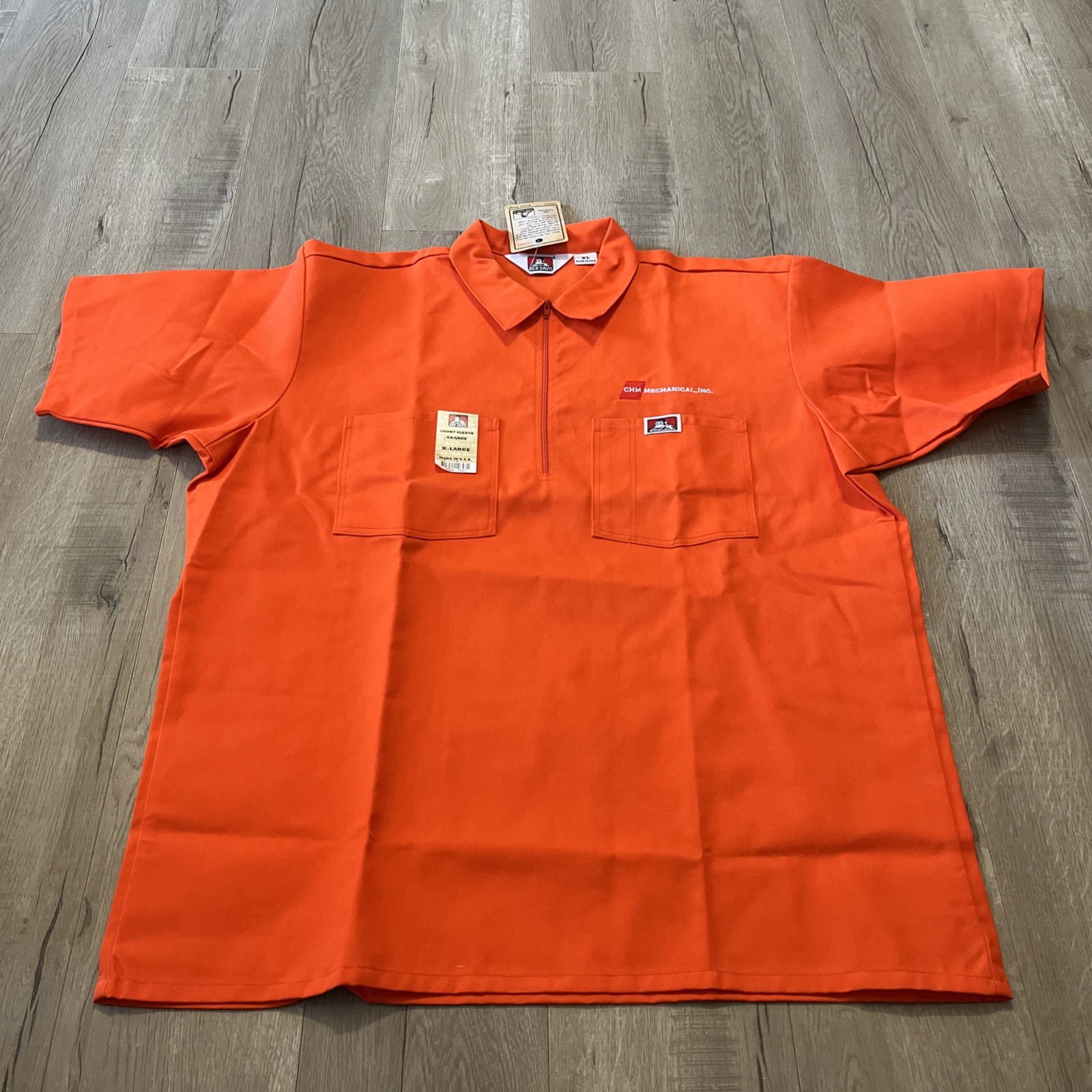 ben davis 1/4 zip shirt men’s Xl NWT Orange Classic Skater Grunge Workwear