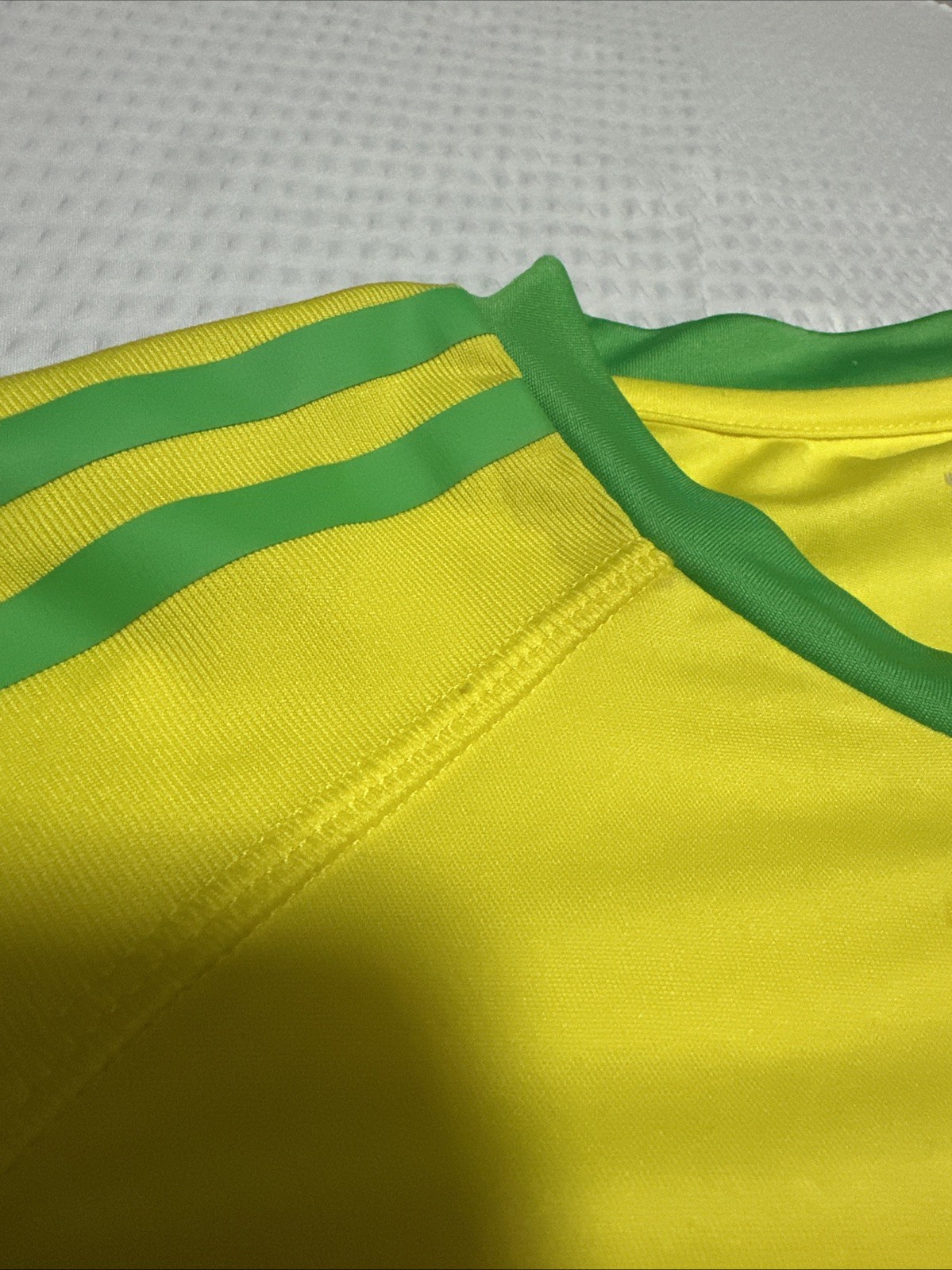 Adidas Mens Yellow Striped Short Sleeve Climacool Pullover T-Shirt Size Small