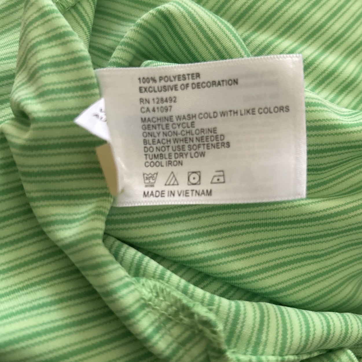 Greg Norman Golf Polo Sz L/G Men’s Shirt Play Dry,UV Protection Green Stripe