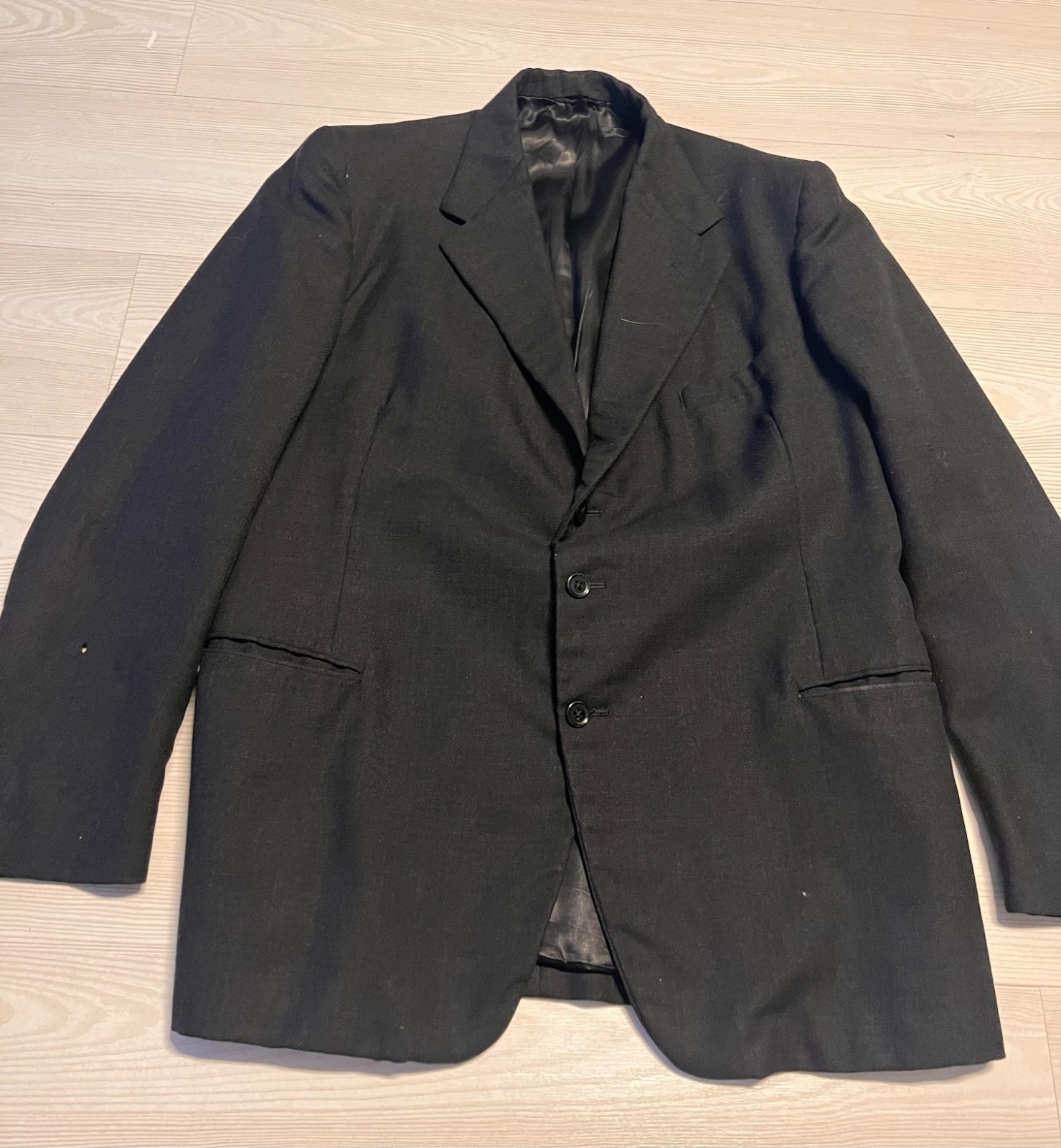 Vintage John Collier Blazer Jacket Men Size 43″ Black Notch Lapel 3 Button Front