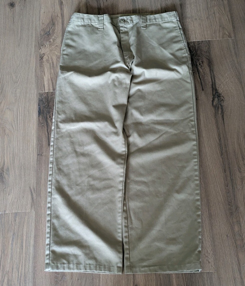 Vintage Dickies 874 Beige Work Pants Mens 34W Relaxed Loose Flat Front Twill