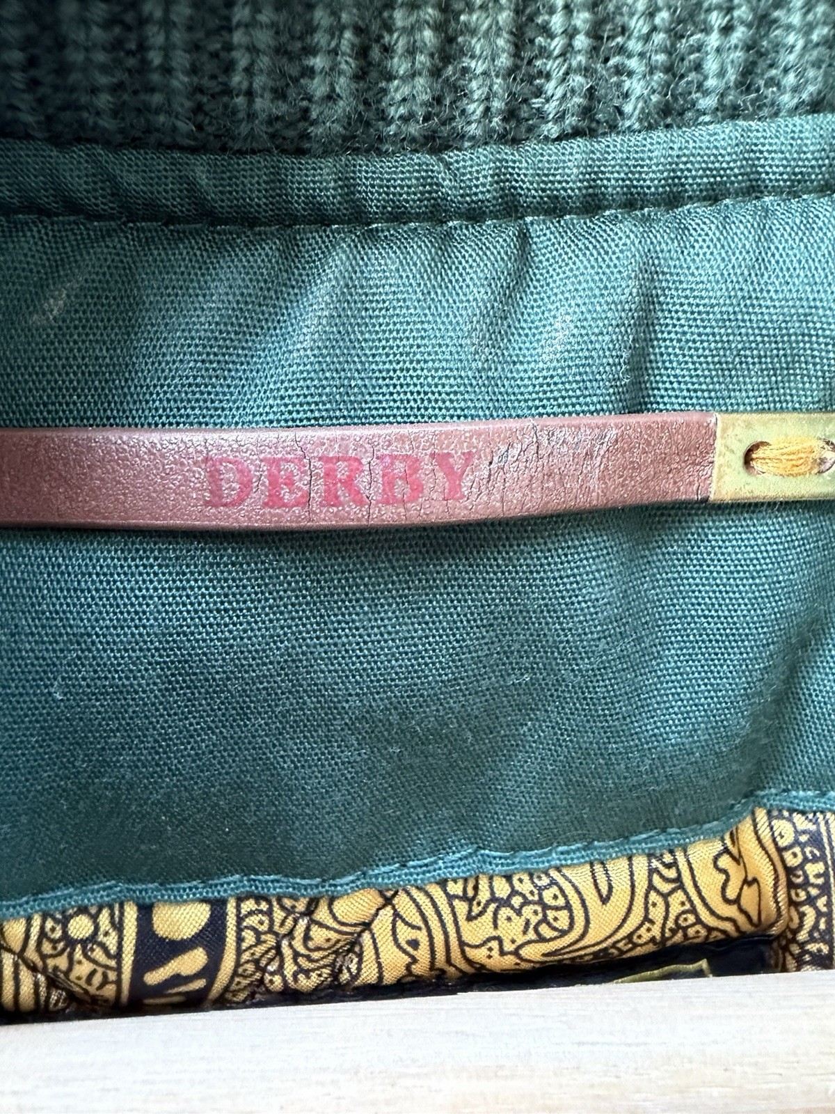 Derby Of San Francisco Mens XS Forest Green Bomber Jacket Gold Paisley Lining OG