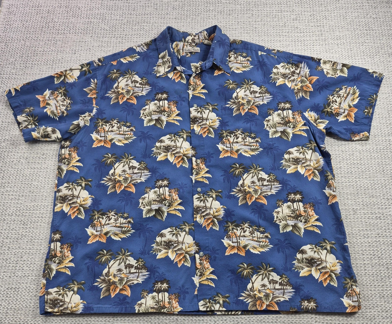 Hollis River Button Up Shirt Mens Big 3XLT Blue Floral Hawaiian Short Sleeve
