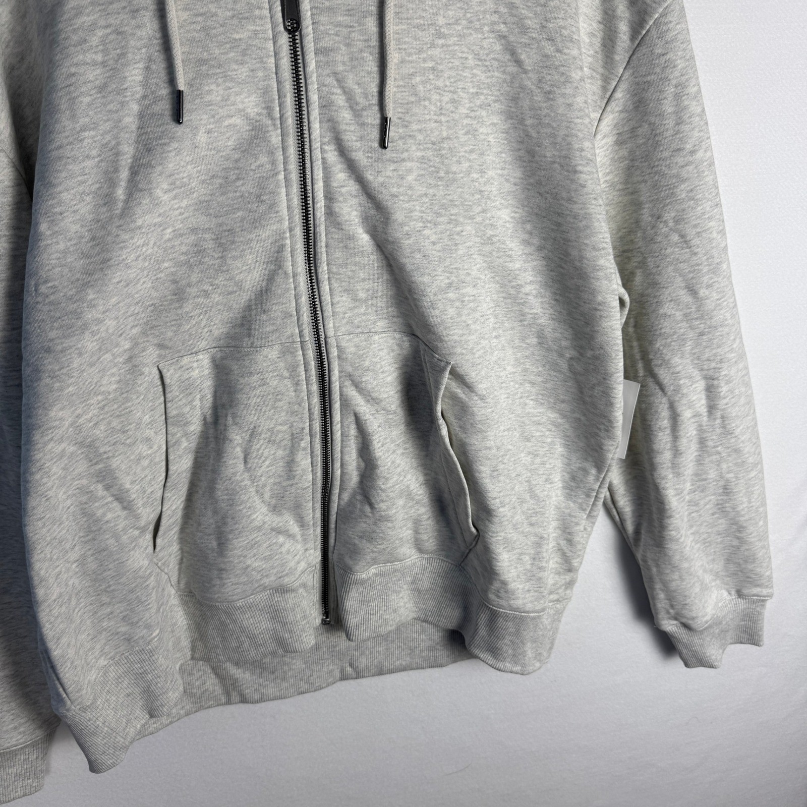 Mode of One Men Front-Zip Hoodie Whispy Grey Heather Fleece 100198150MN L NEW