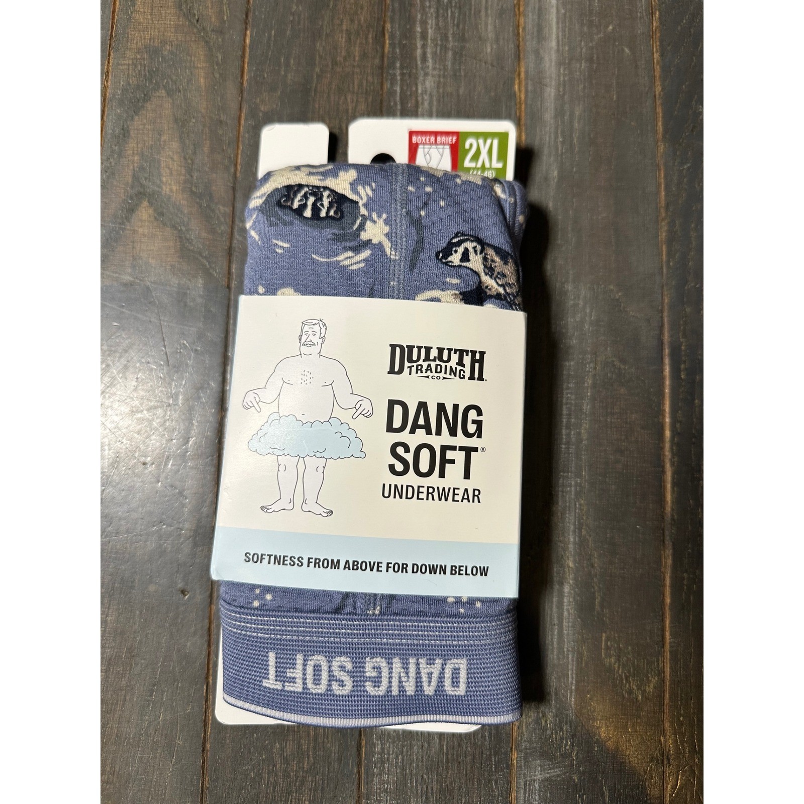 Duluth Trading Co Dang Soft Boxer Briefs Mens 2XL Blue Badger Print Underwear