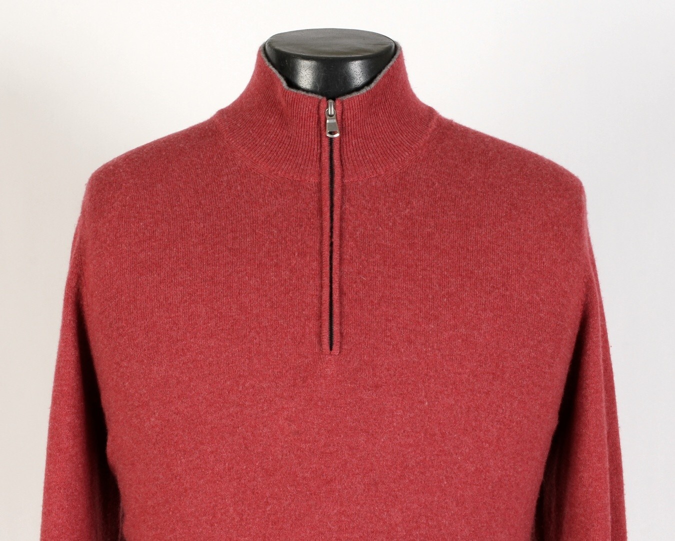 Brunello Cucinelli 100% Cashmere 1/2 Zip Sweater – Red – XL – $1350 Retail