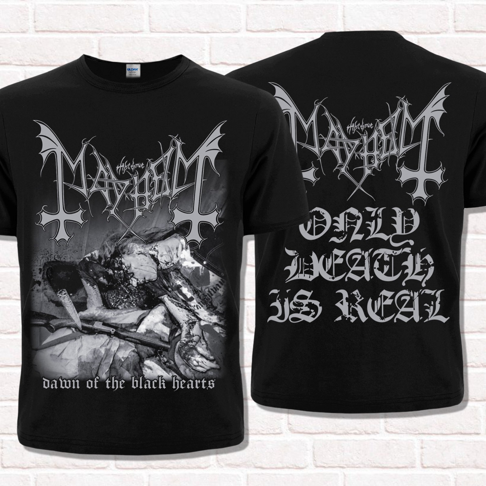Mayhem “Dawn of The Black Hearts” T-Shirt. Only Death Is Real. True Black Metal.
