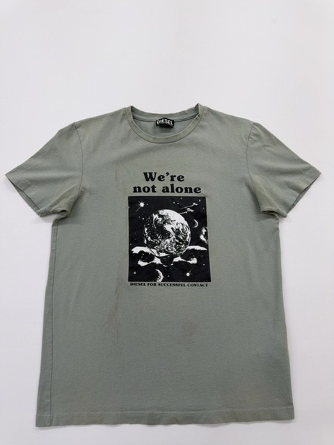 Diesel Men’s Gray Space Graphic T-Shirt Jersey Crew Neck Size L New