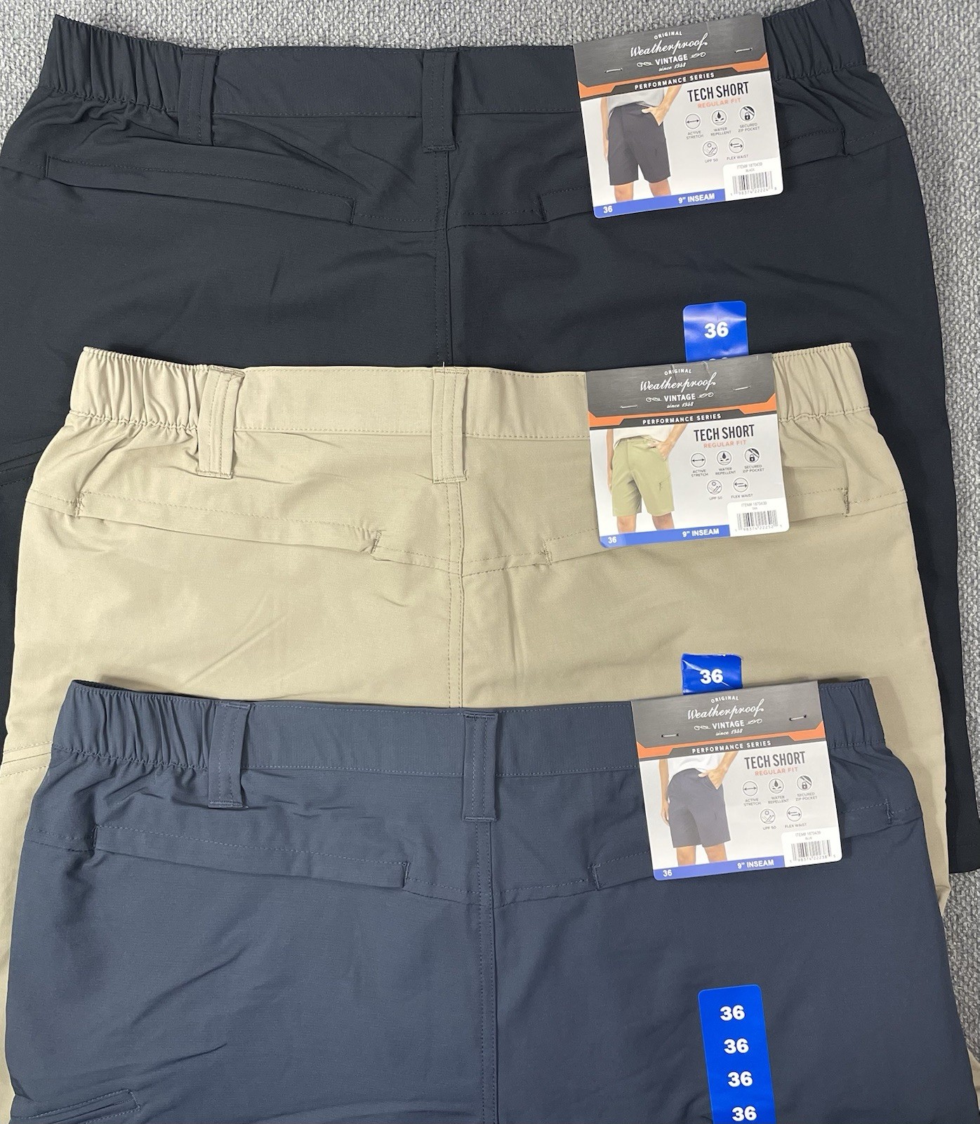 Weatherproof Men’s Lot of 3 Loose Fitting UPF 50+ Tech Shorts Pick Your Size NWT
