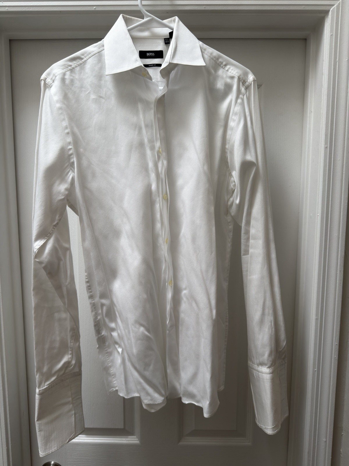 Huge Boss Men’s Dress Shirt, French Cuff, Sharp Fit, 15.5, 34/35