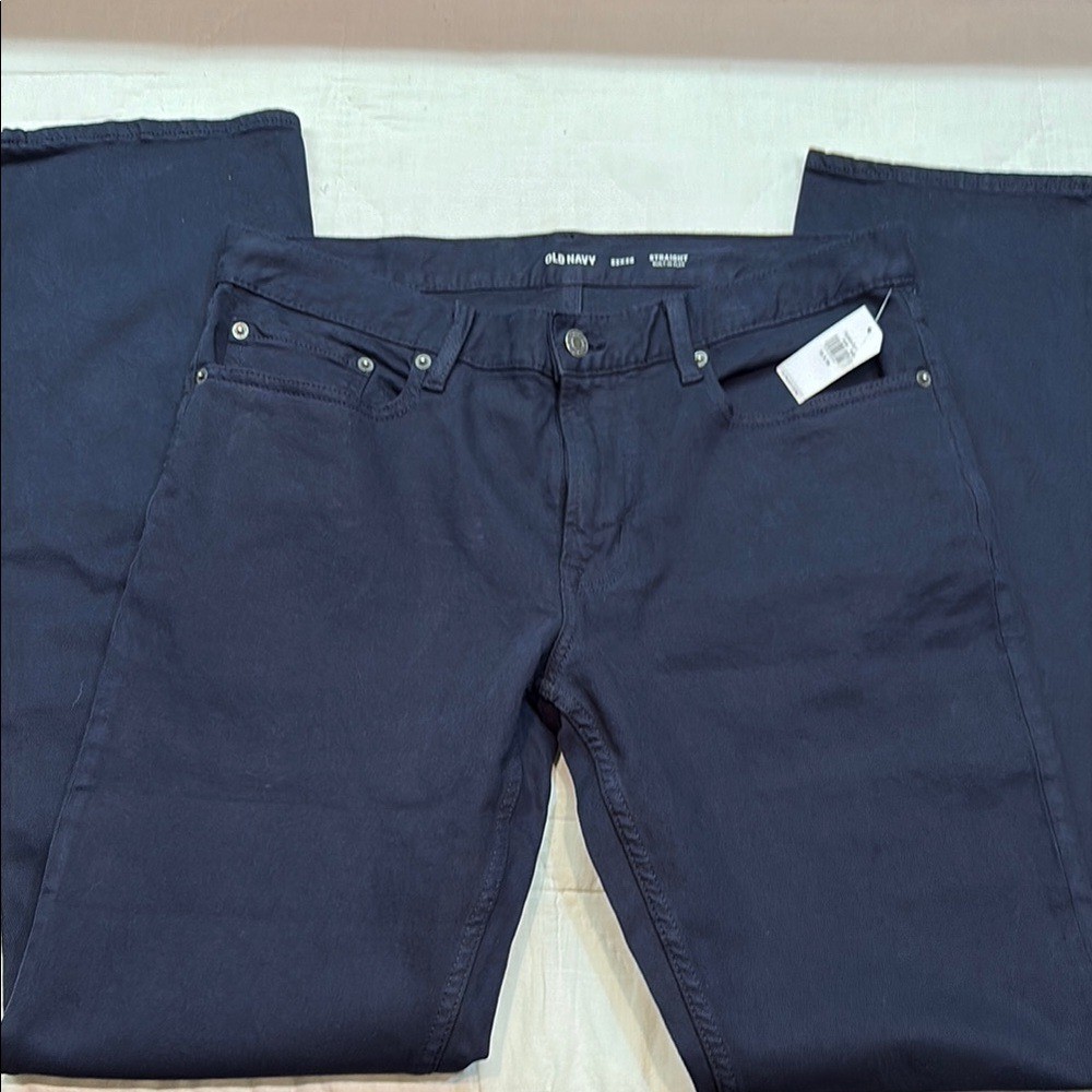 NWT Old Navy Men’s 33×36 Straight Built-In Flex Jeans Dark Wash Navy Blue