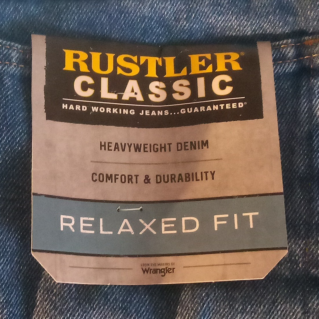 Rustler Men’s Blue Denim Jeans Relaxed Fit Straight Leg Medium Wash 5-Pocket