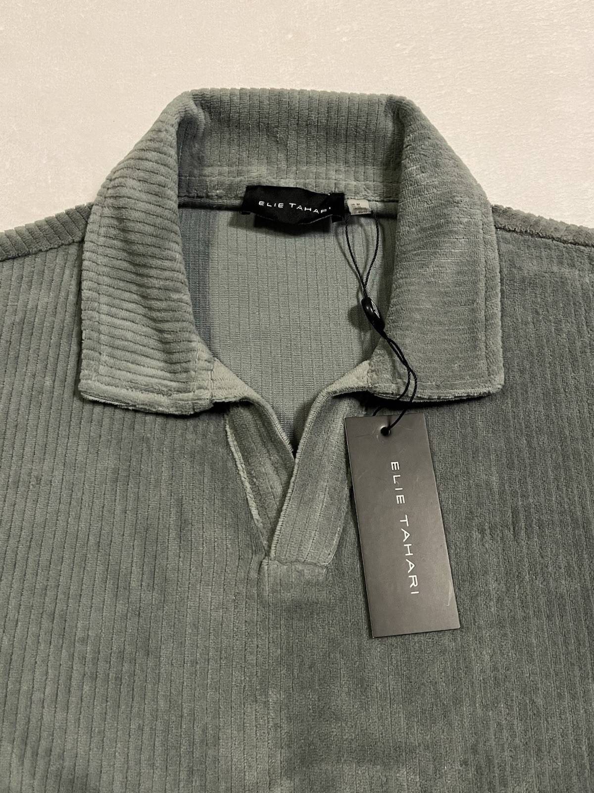 New Men’s Elie Tahari Green Short Sleeve Polo Shirt M Very Soft Material