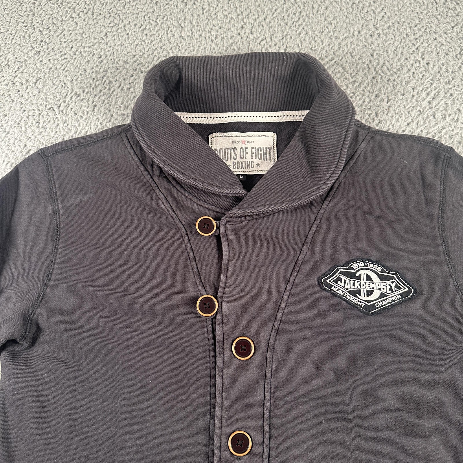 Jack Dempsey Roots Of Fight Sweatshirt Mens M Gray Cardigan Graphic Boxing