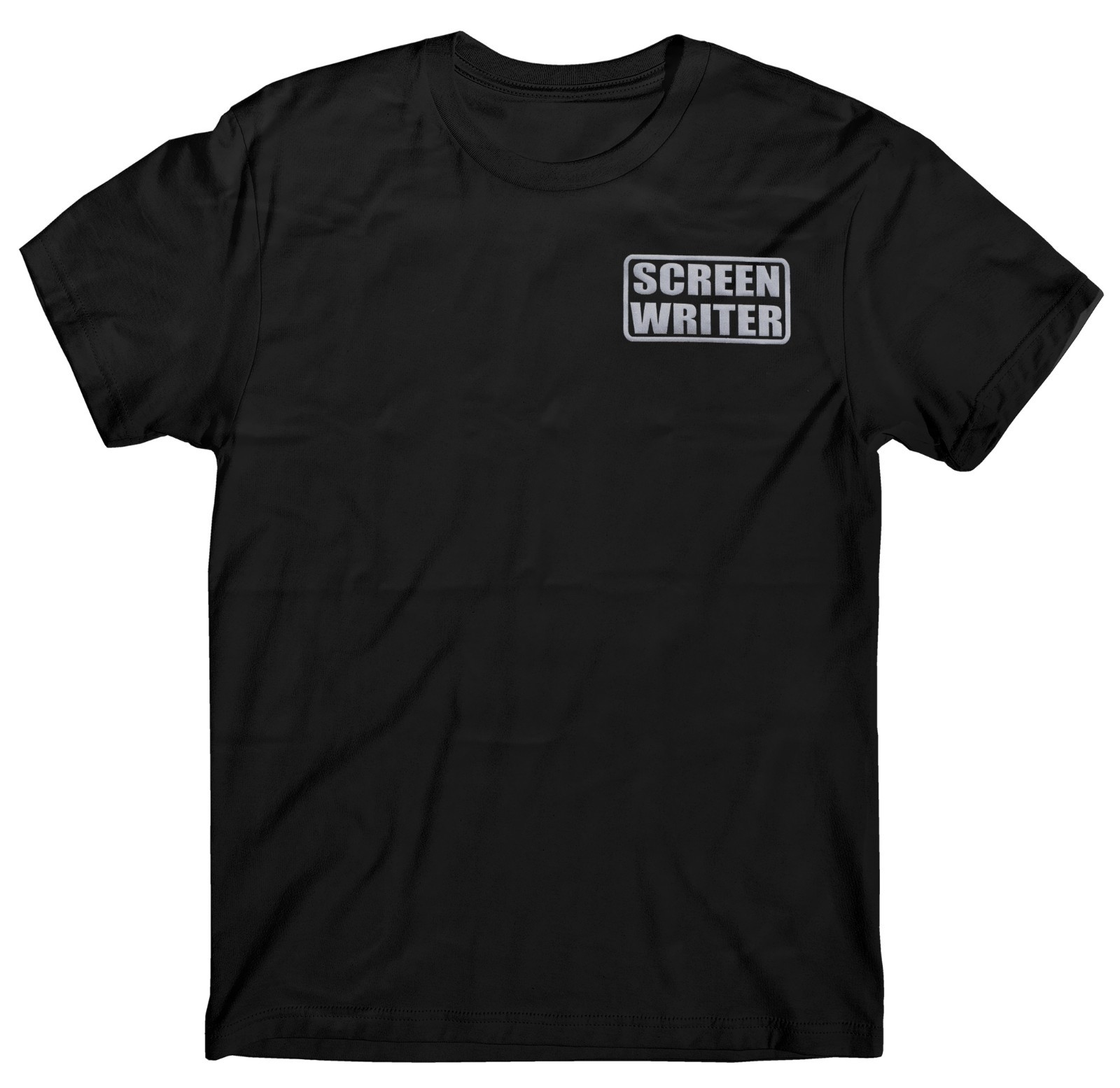 Screen Writer t shirt, reflective logo, film screen writer t shirt