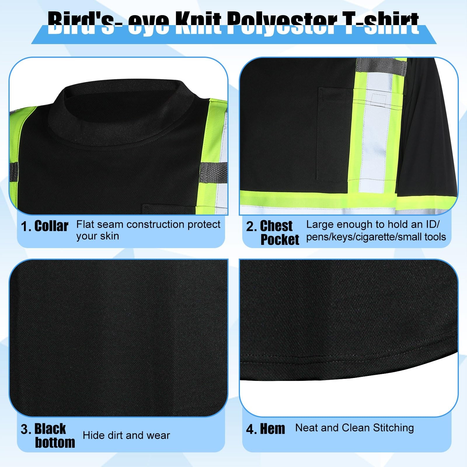 12 Pcs Safety Long Sleeve Shirts Bulk Class 3 Reflective High Visibility Shir…