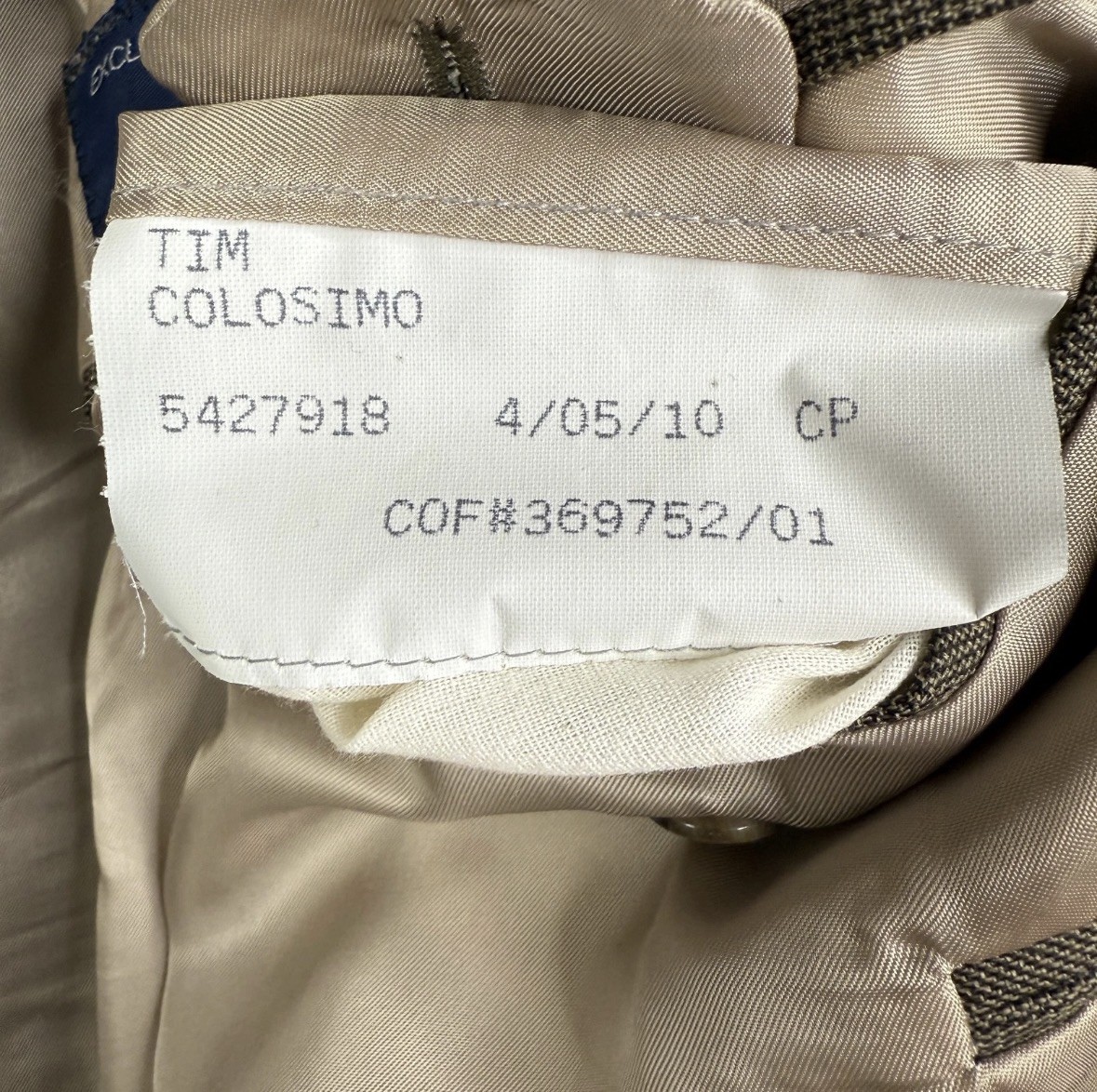 Tom James Suit Mens 46R Brown Glen Check 2 Button 100% Wool Canvas Pants 40×28