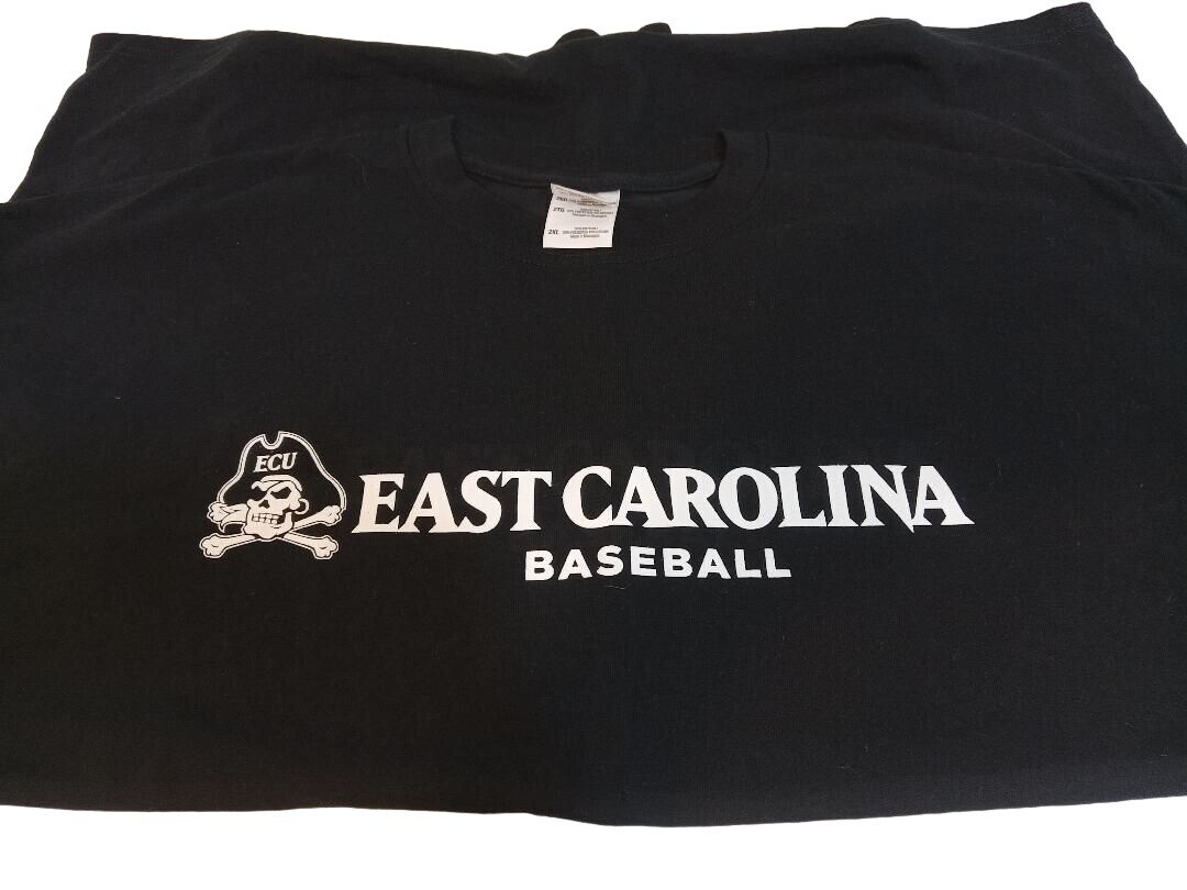 Gildan Dry Blend T-Shirt Mens Sz 2XL Black East Carolina Baseball Logo 32x26x9