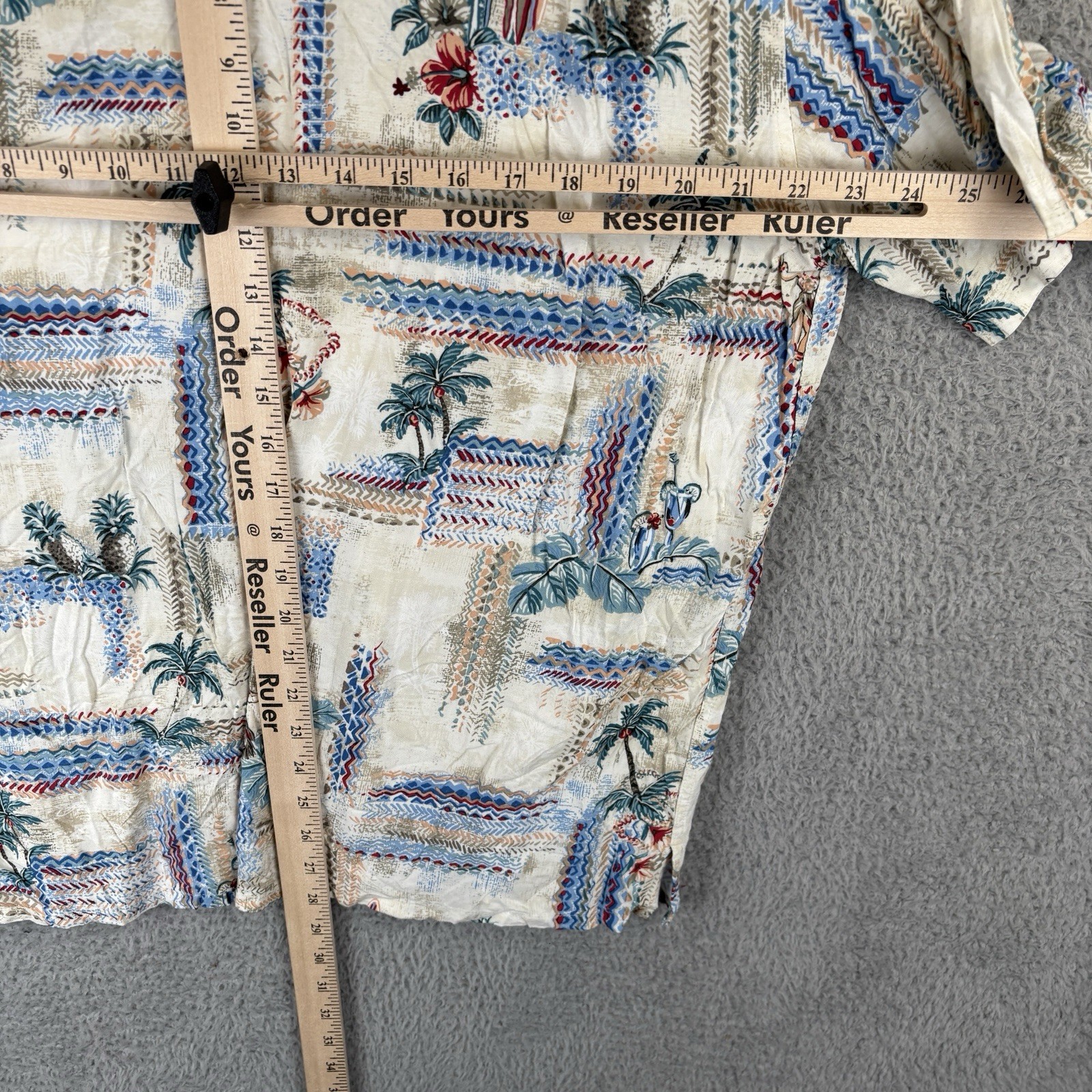 Batick Bay Hawaiian Aloha Shirt Mens XL Rayon Hula Girl Surf Board Tropical