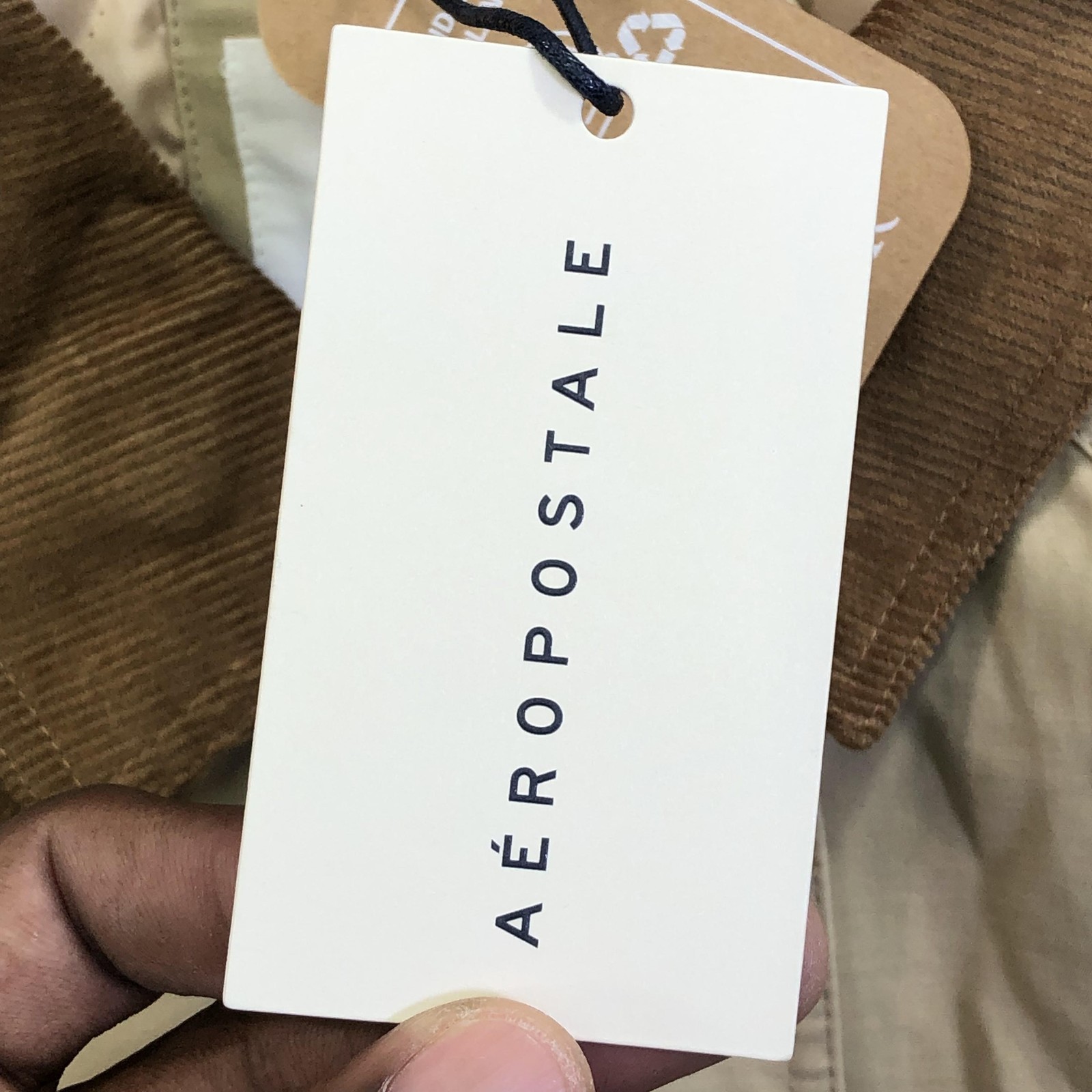 Aeropostale Jacket Mens Small Beige Canvas Quilted Full Zip Corduroy Collar