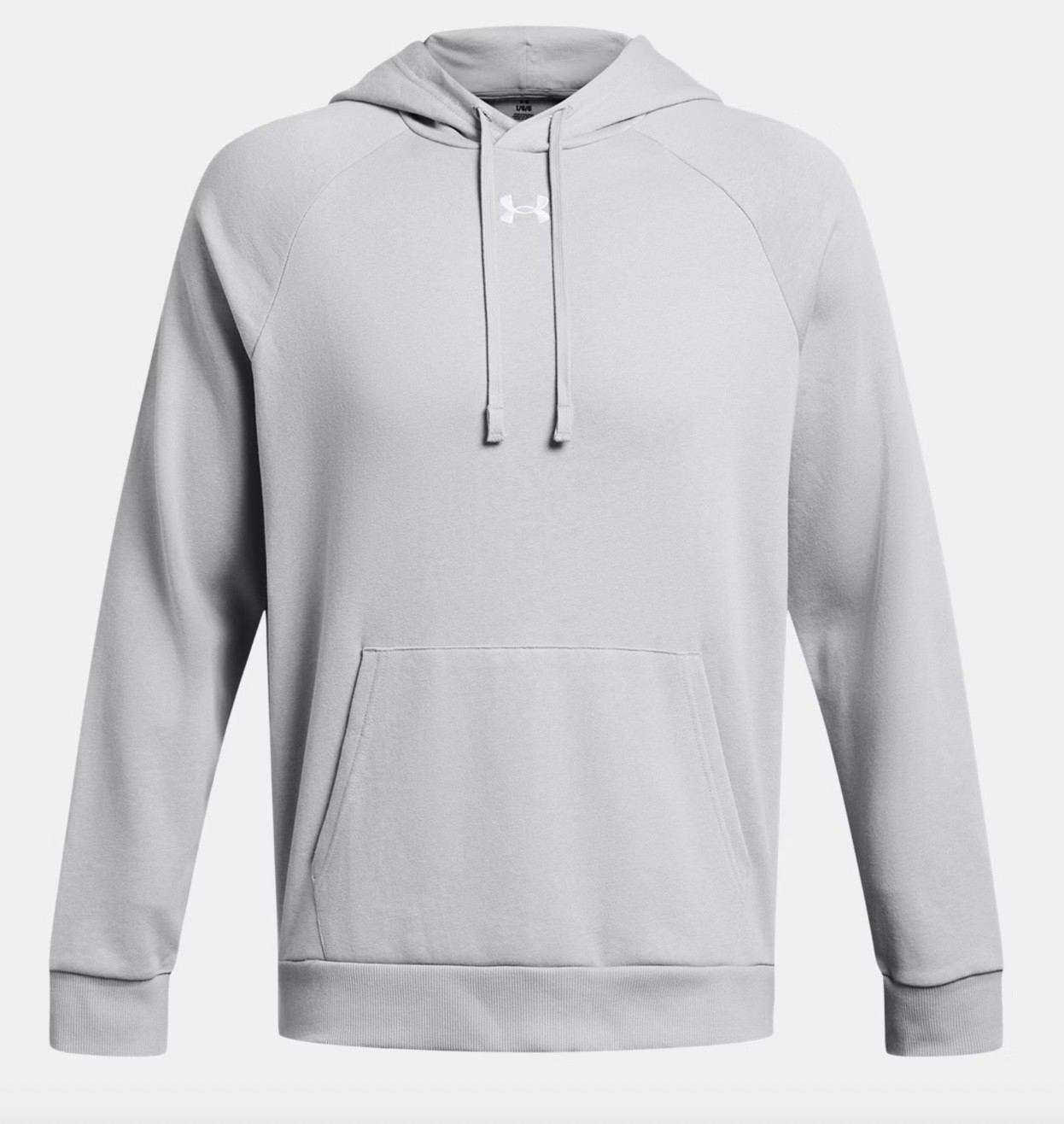 Under Armour UA Rival Fleece Hoodie Men’s Mod Gray White Pullover XL XLARGE Gym