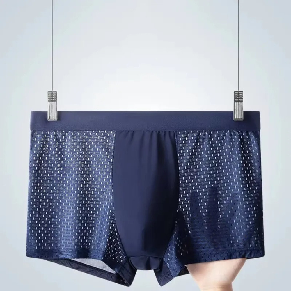 4 Pack Men’s Ice Silk Mesh Boxer Briefs Breathable Lightweight Soft Underwear
