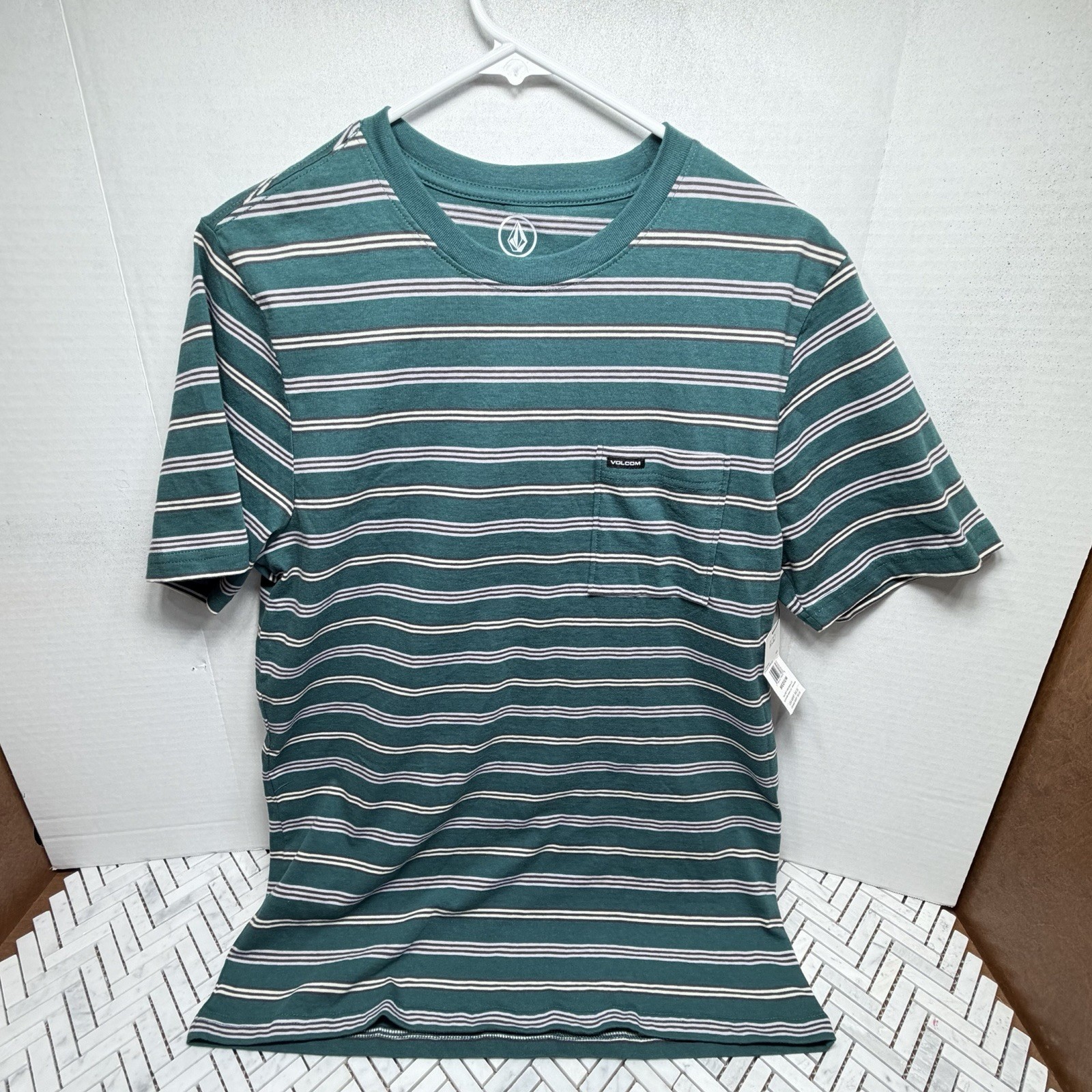 NEW Volcom Striped Green Short Sleeve T-Shirt (Multiple Sizes)