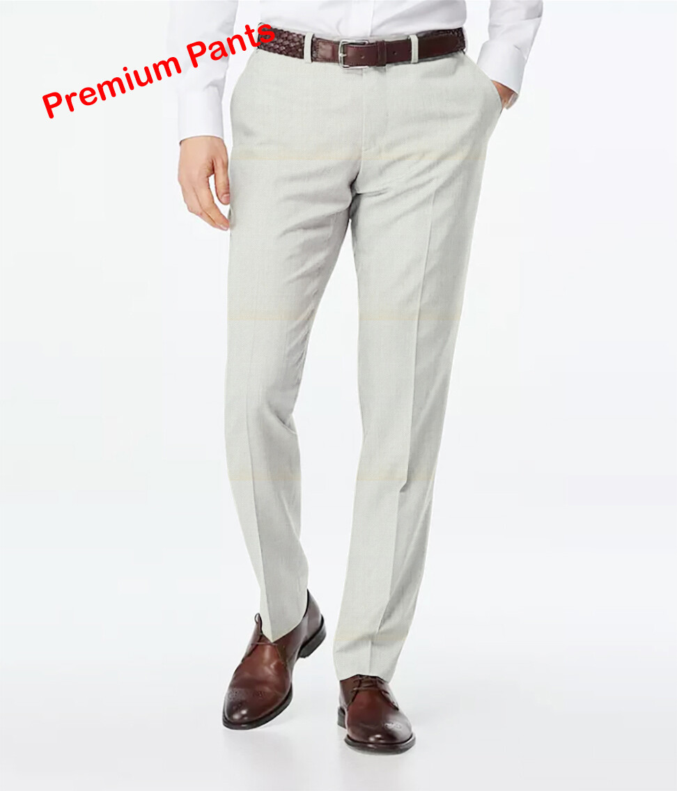 Ivory Off White Dress Pants Custom Made Bespoke Tailored Work Formal Trousers