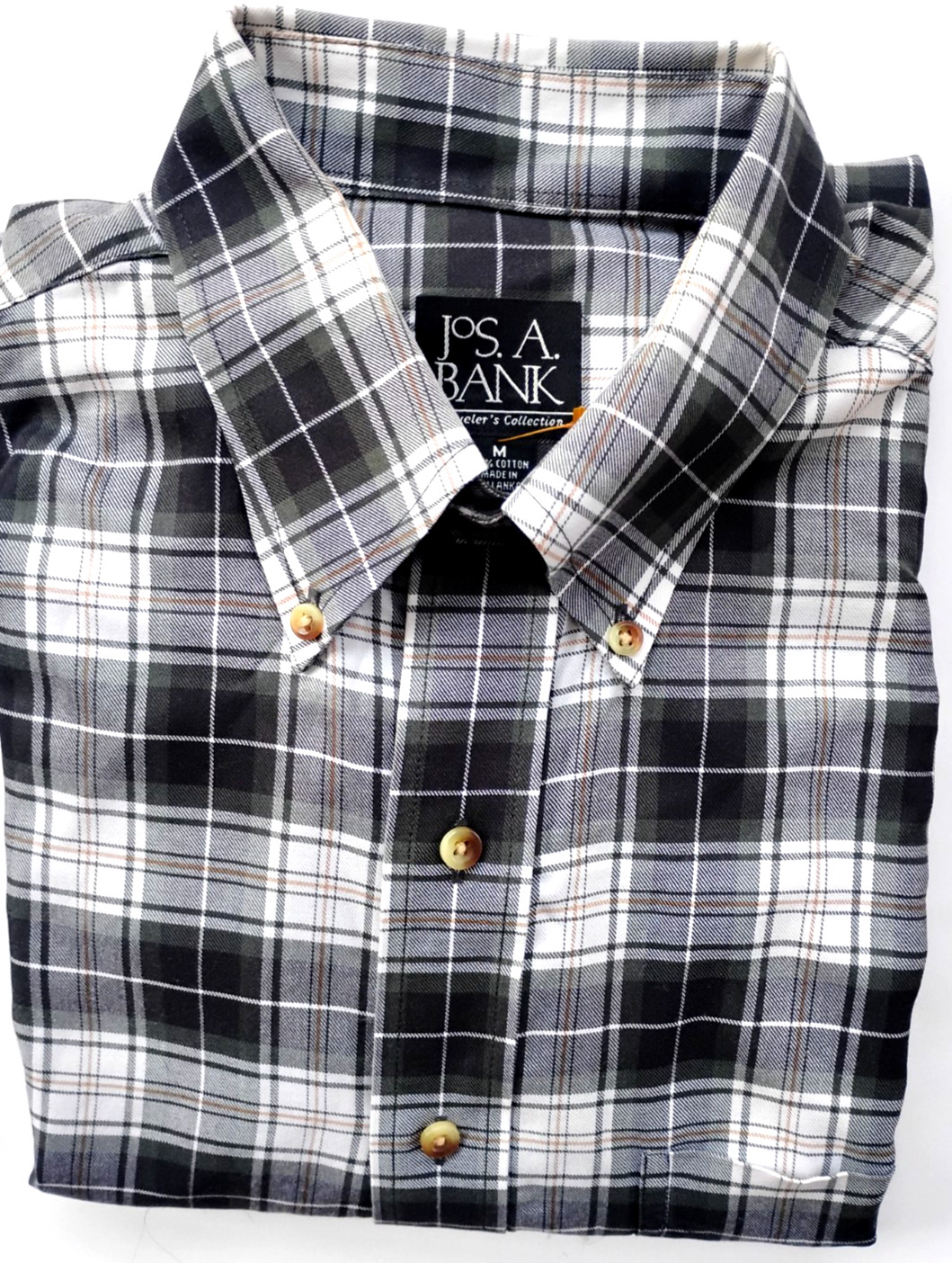 Jos A. Bank Men’s 100% Cotton Striped Button Up Shirt, Size Medium